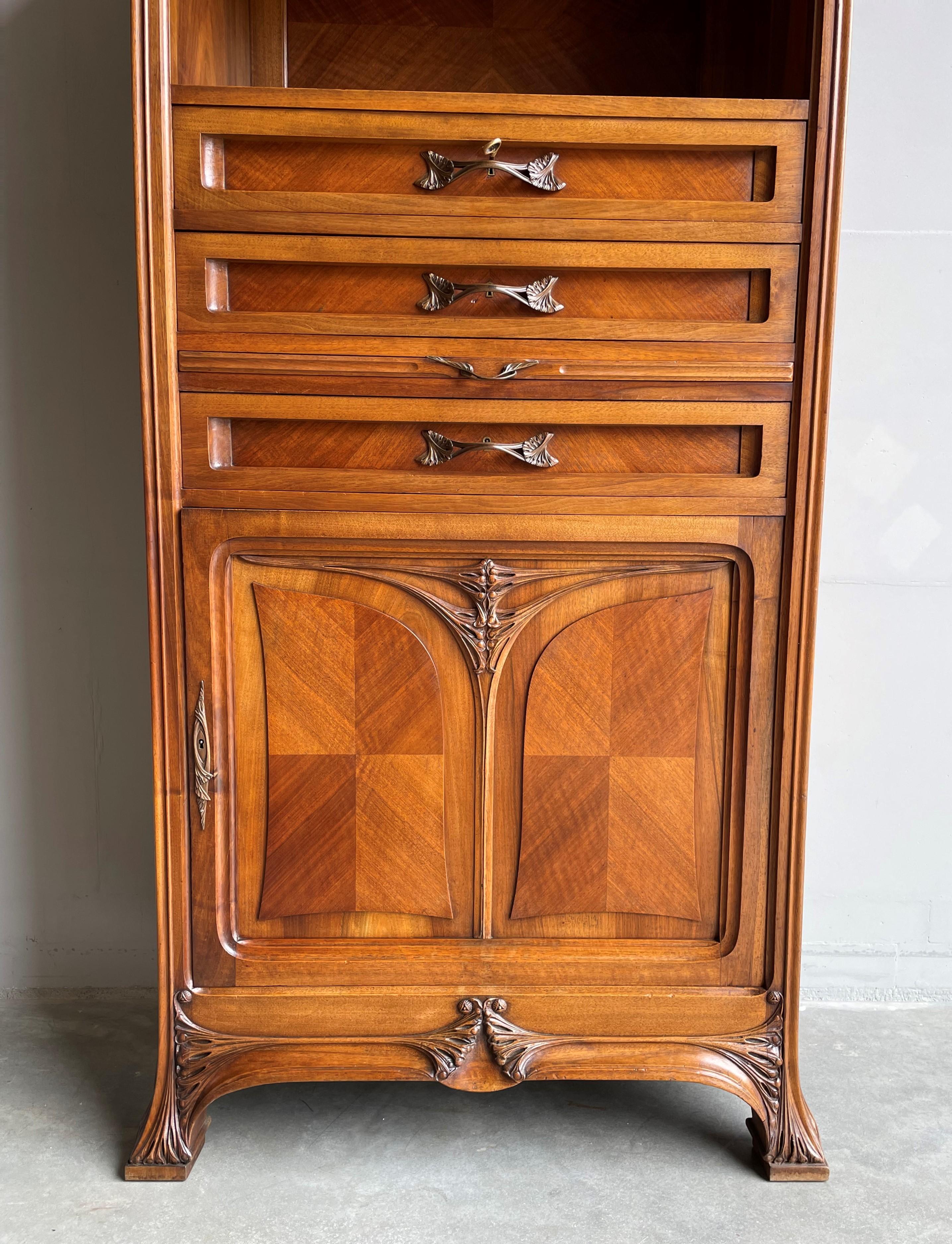 Wichtiger Louis Majorelle Art Nouveau Filing-Schrank, Bücherregal, Schreibtisch und Stuhl im Angebot 5