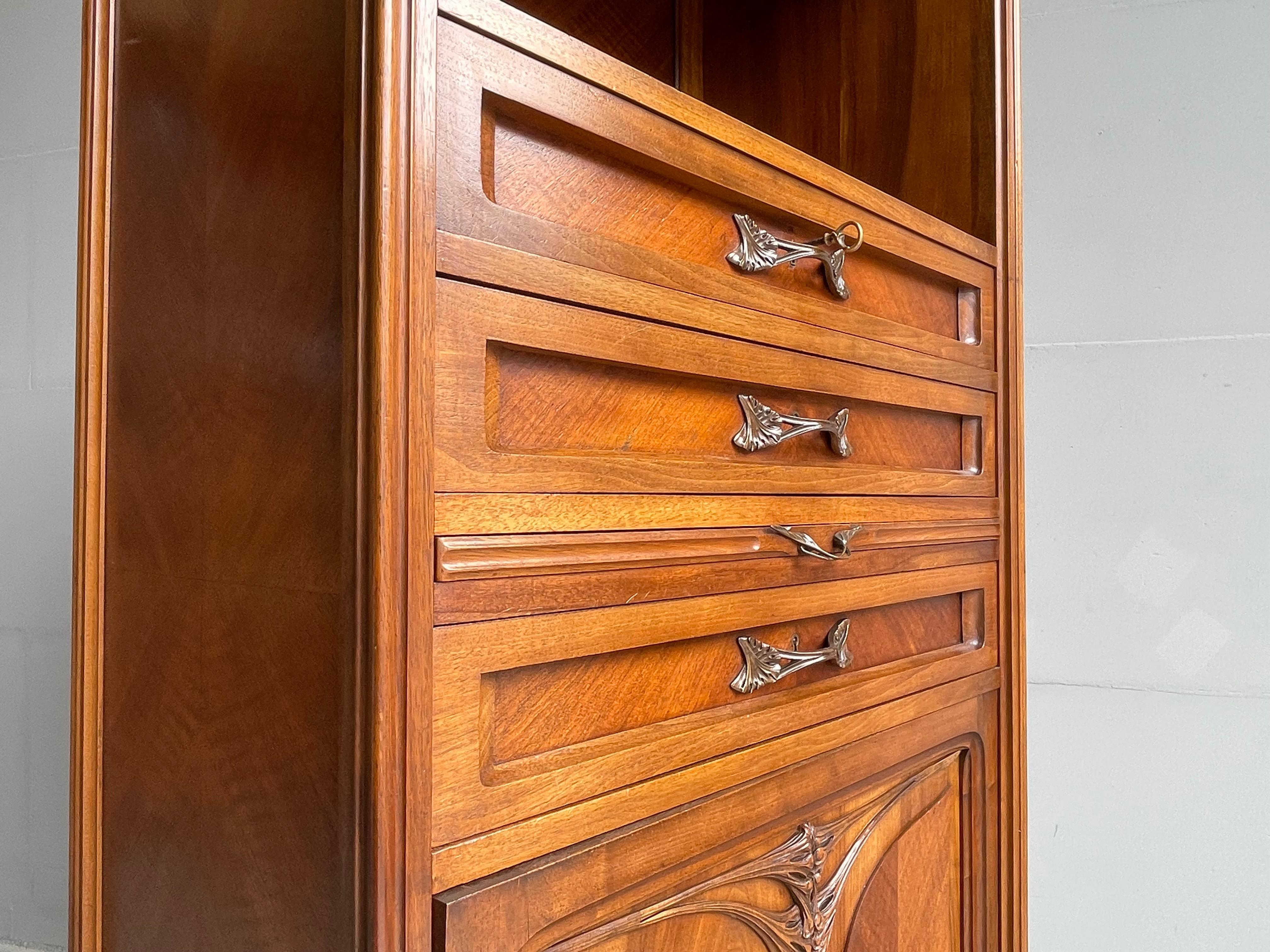Wichtiger Louis Majorelle Art Nouveau Filing-Schrank, Bücherregal, Schreibtisch und Stuhl 7