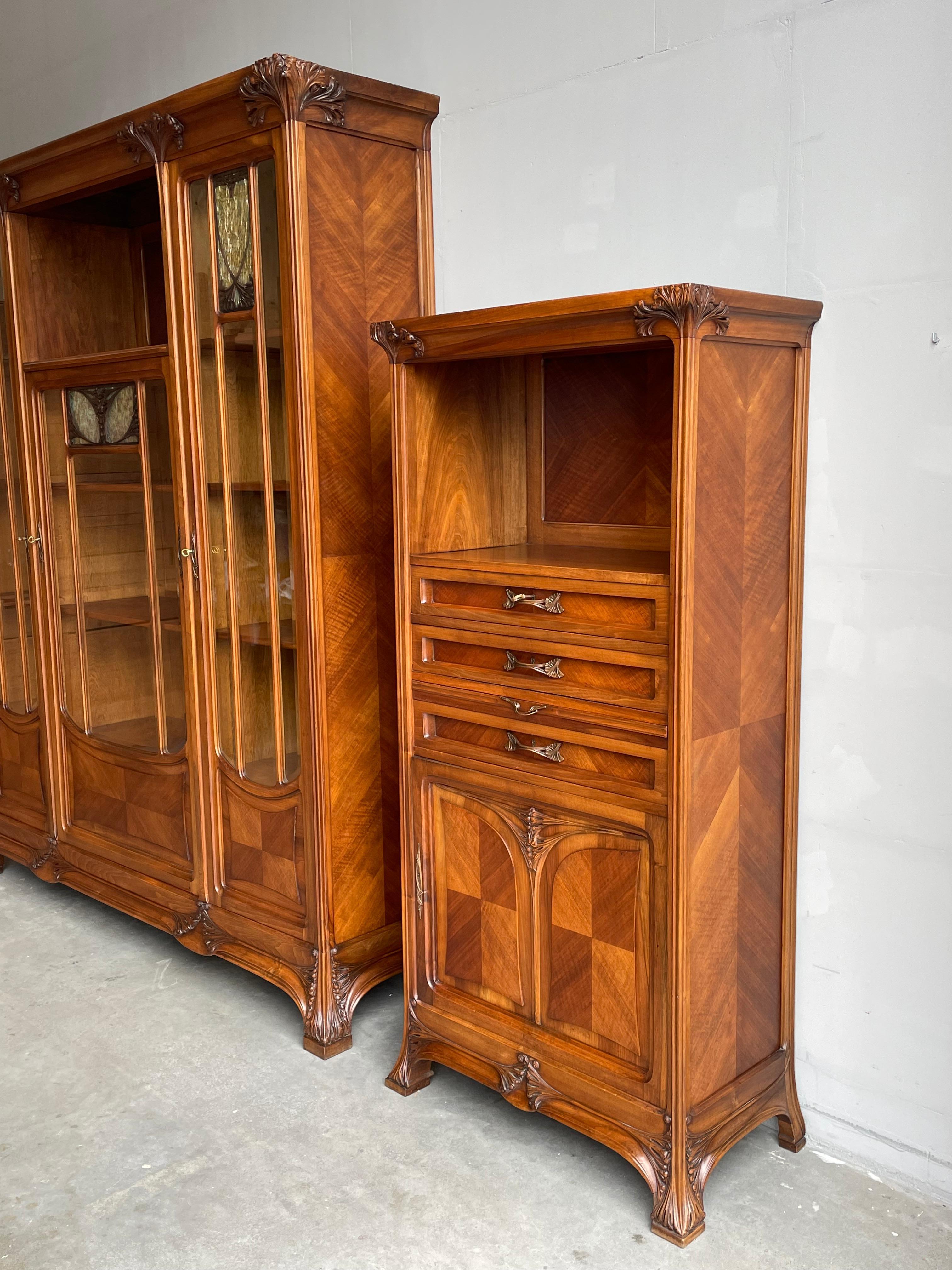 Important Louis Majorelle Art Nouveau Filing Cabinet, Bookcase, Desk and Chair For Sale 12