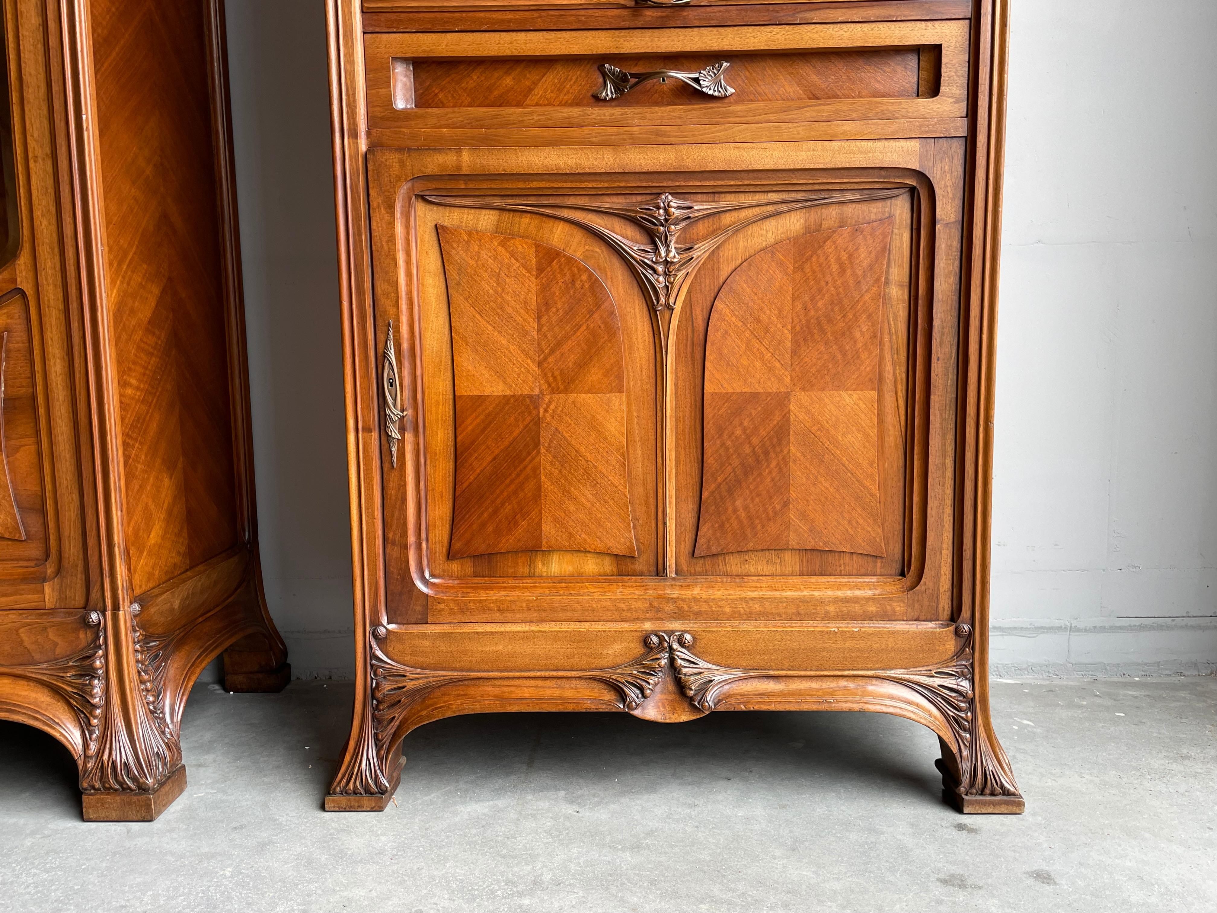 French Important Louis Majorelle Art Nouveau Filing Cabinet, Bookcase, Desk and Chair For Sale