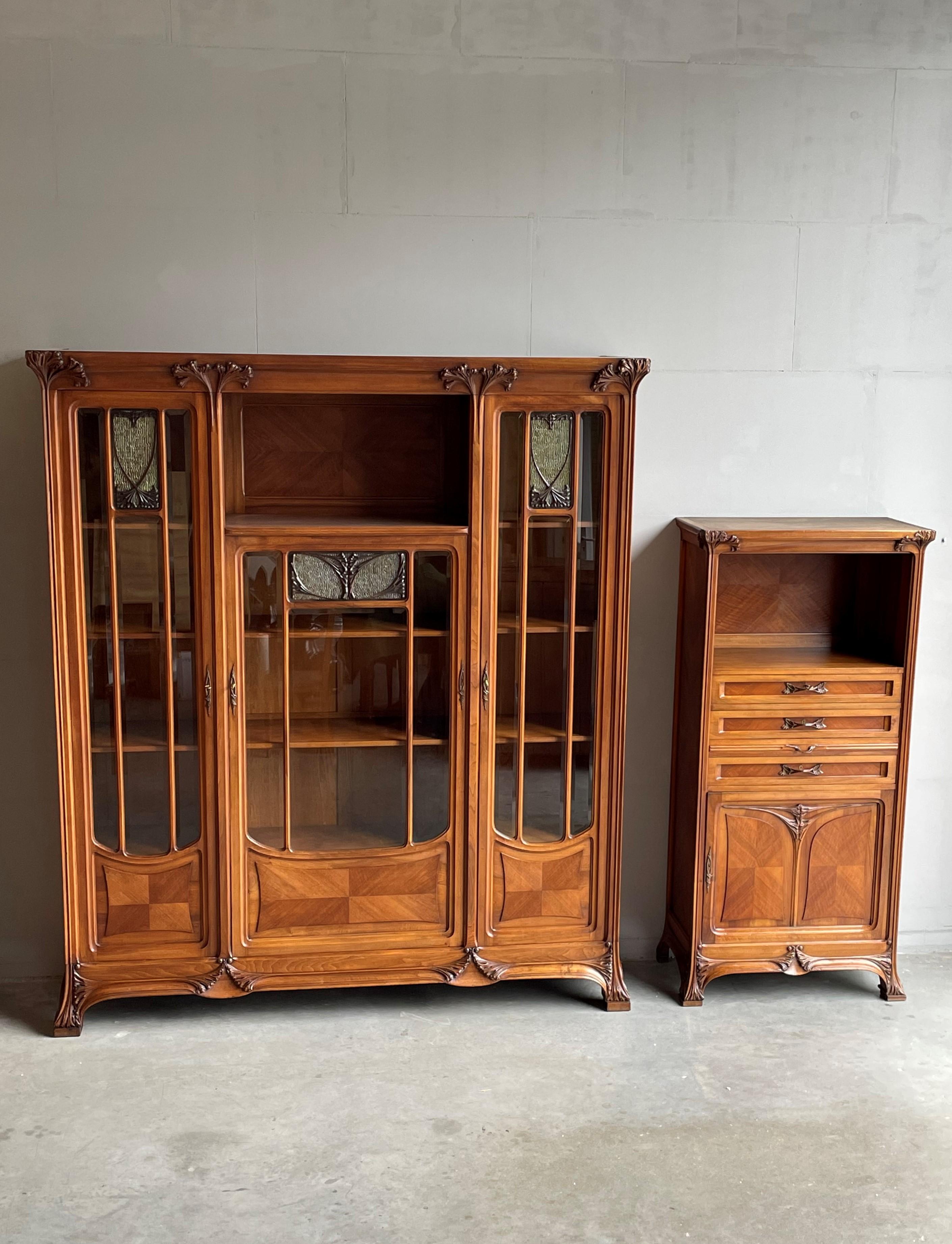20th Century Important Louis Majorelle Art Nouveau Filing Cabinet, Bookcase, Desk and Chair For Sale