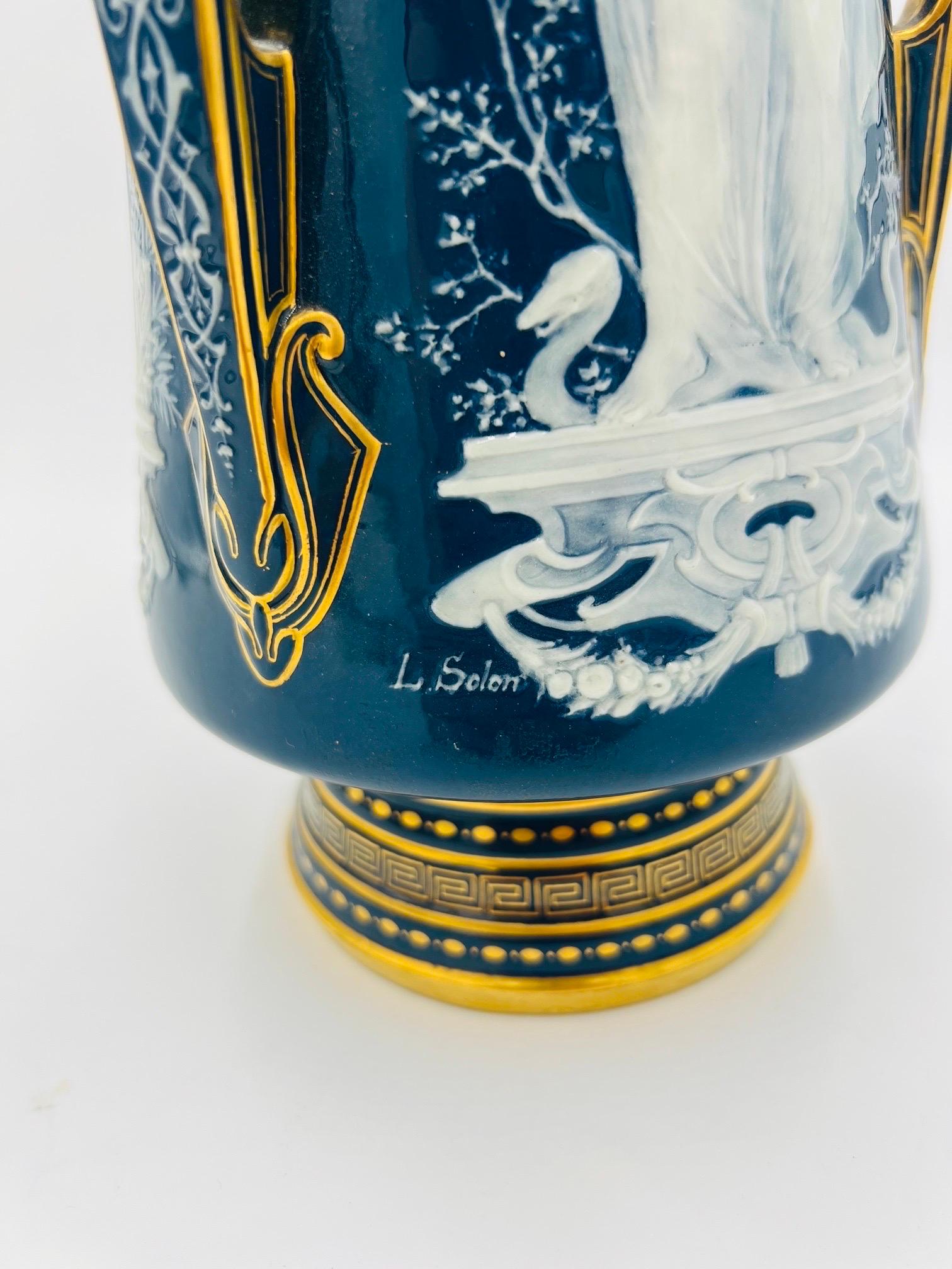Important Louis Solon Mintons Pate-Sur-Pate “Cardinal Virtues” Porcelain Vase 7
