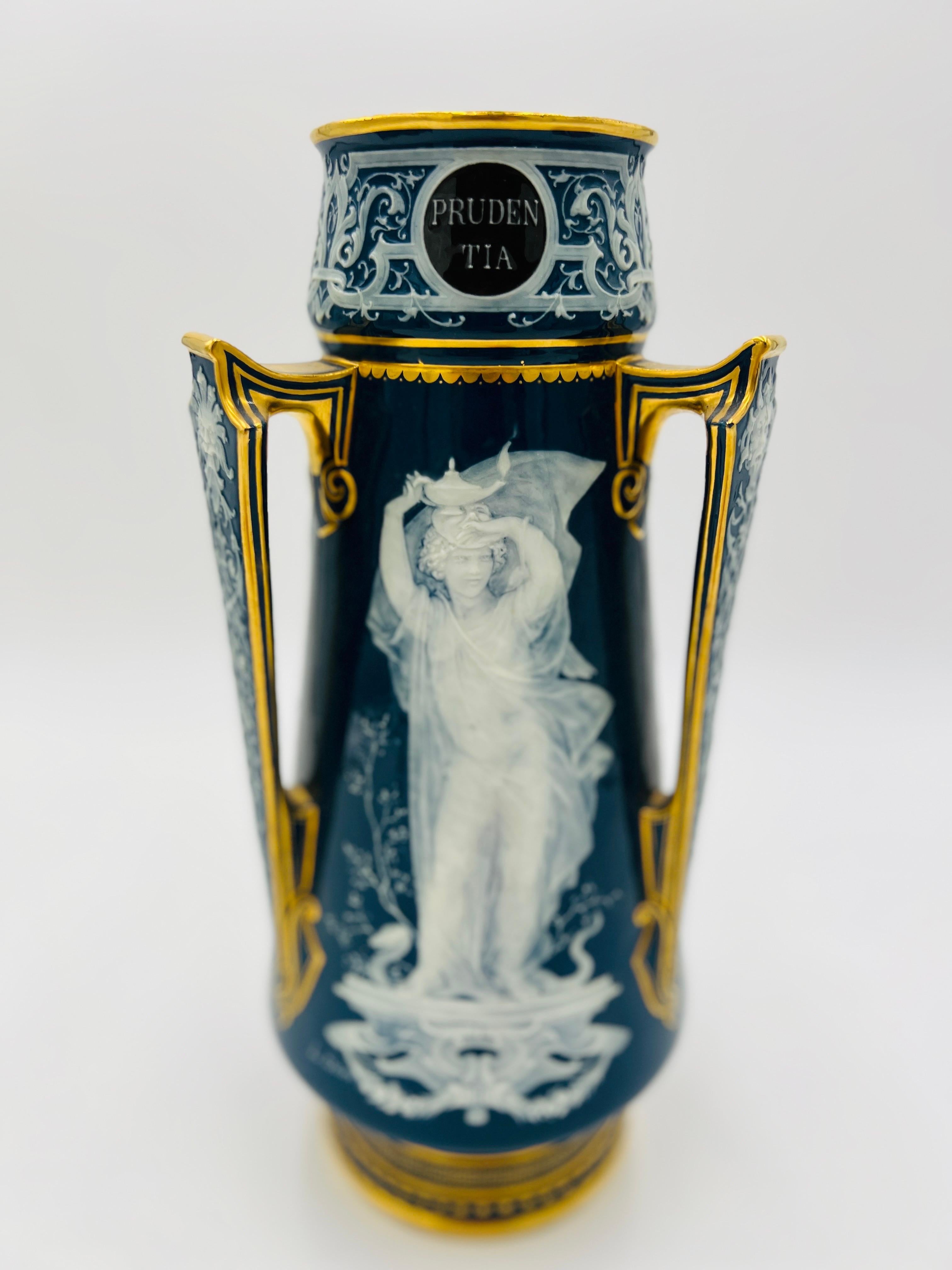 Important Louis Solon Mintons Pate-Sur-Pate “Cardinal Virtues” Porcelain Vase 9