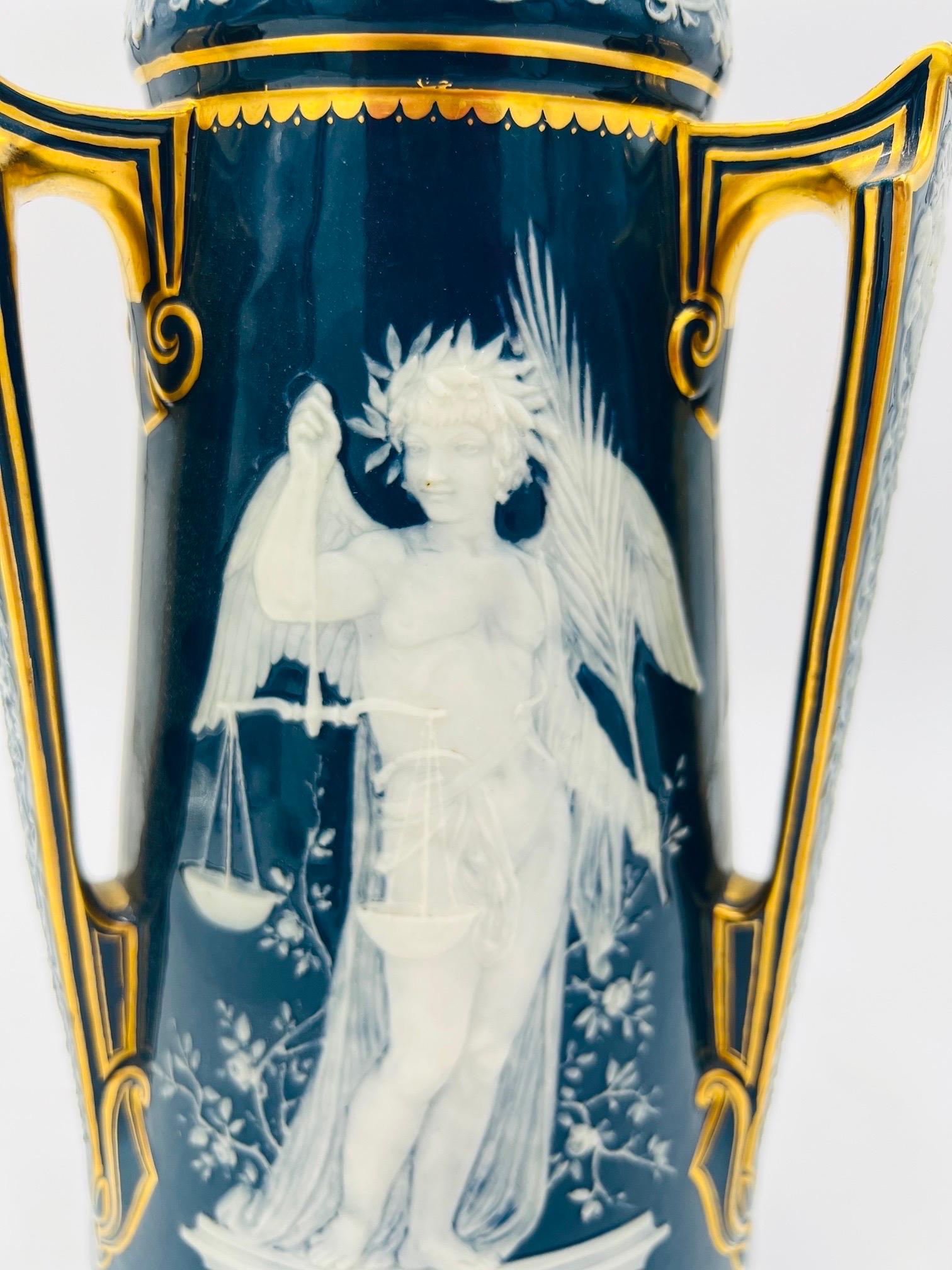 Important Louis Solon Mintons Pate-Sur-Pate “Cardinal Virtues” Porcelain Vase 10