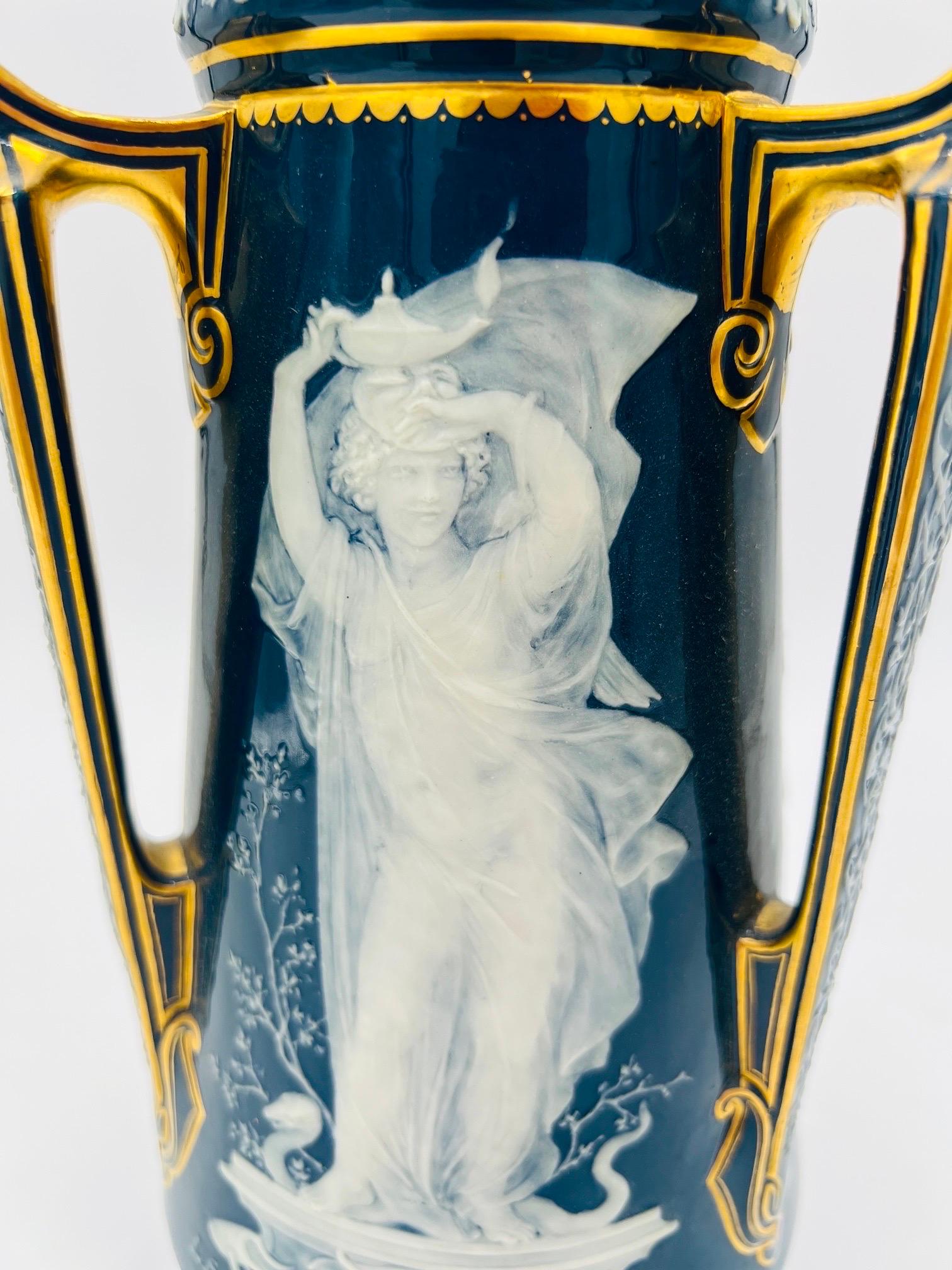 Important Louis Solon Mintons Pate-Sur-Pate “Cardinal Virtues” Porcelain Vase 12