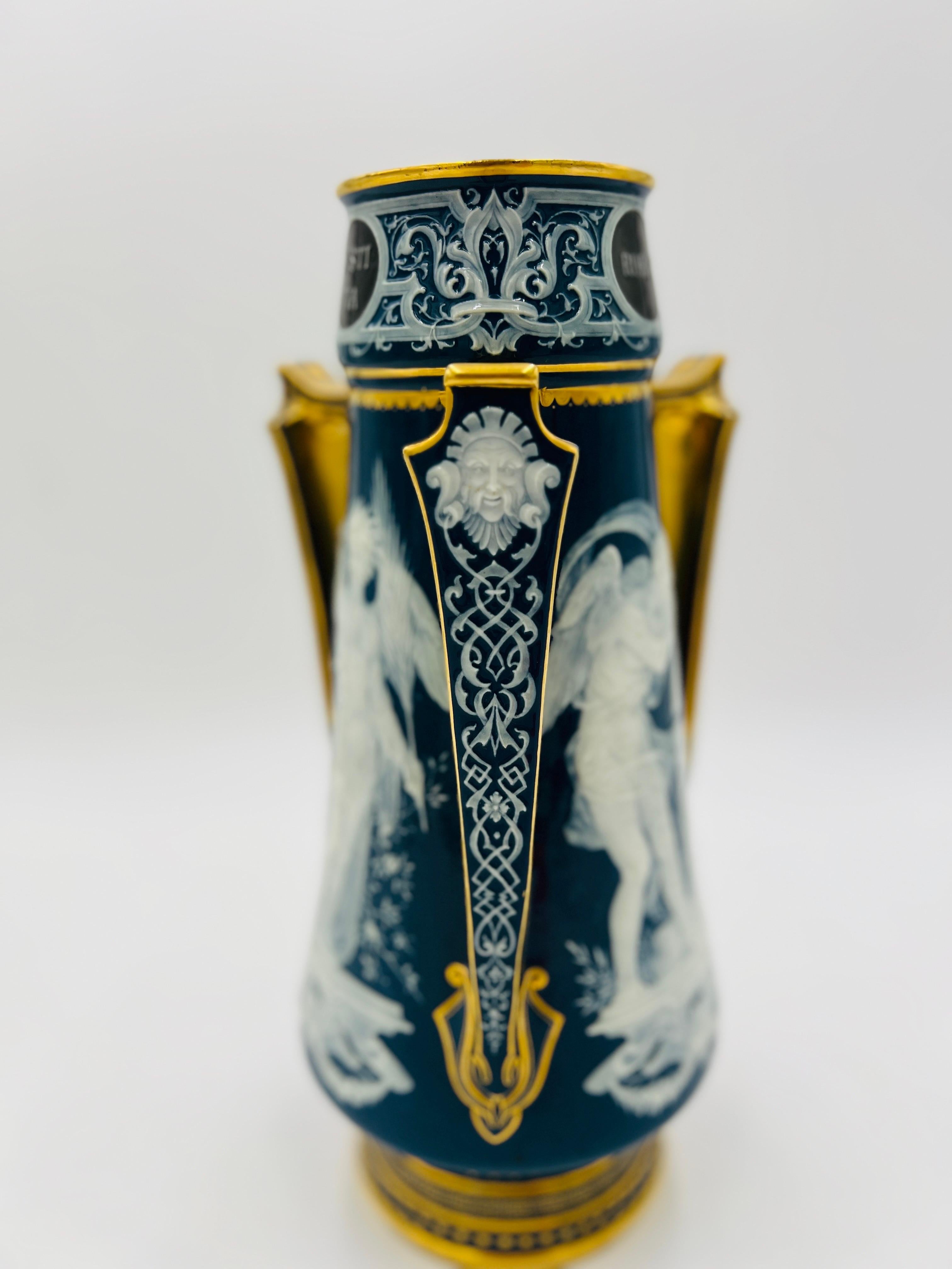 Important Louis Solon Mintons Pate-Sur-Pate “Cardinal Virtues” Porcelain Vase 1