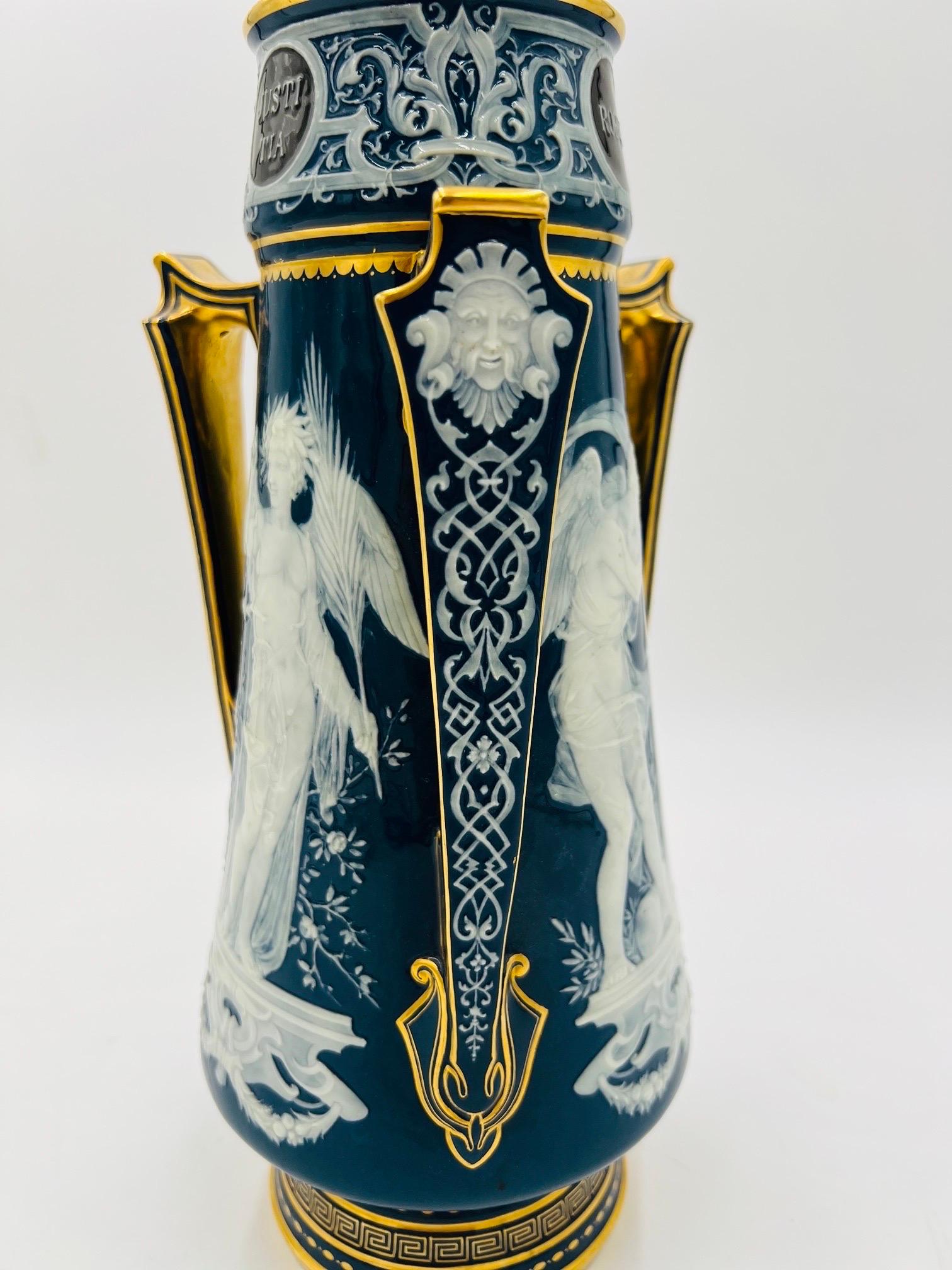Important Louis Solon Mintons Pate-Sur-Pate “Cardinal Virtues” Porcelain Vase 2