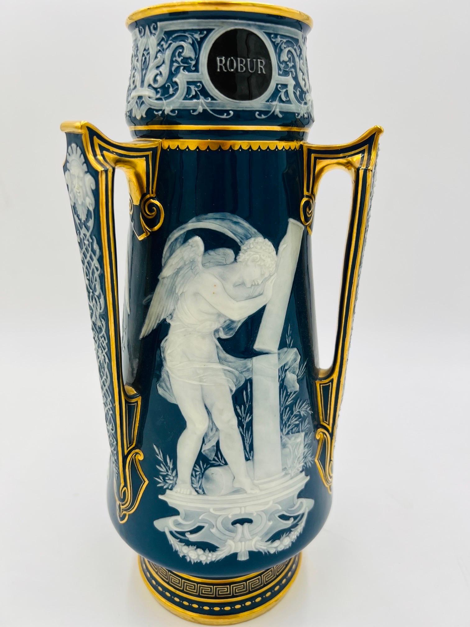 Important Louis Solon Mintons Pate-Sur-Pate “Cardinal Virtues” Porcelain Vase 3