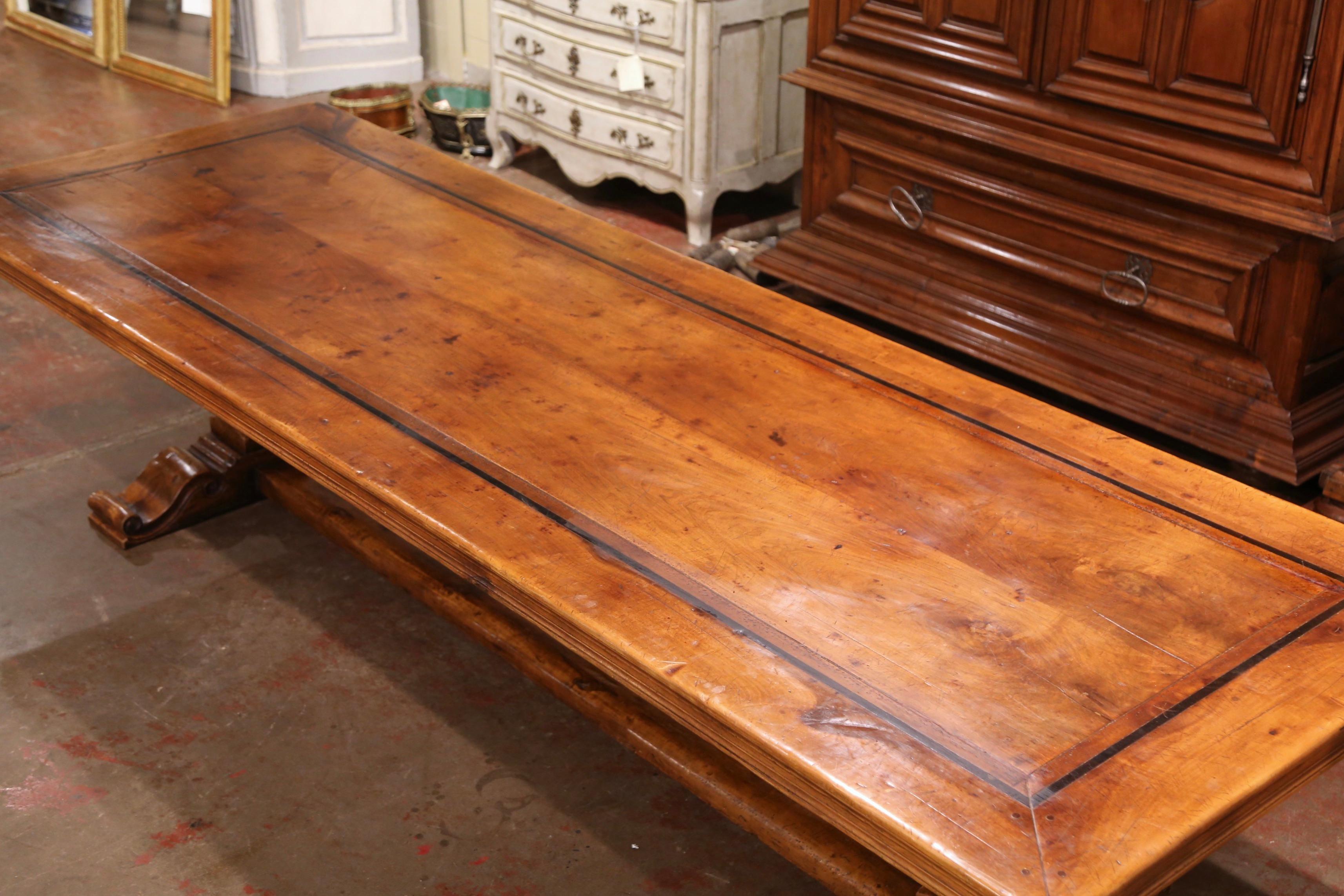 Important Louis XIII French Carved Walnut Trestle Dining Table from the Pyrenees 5