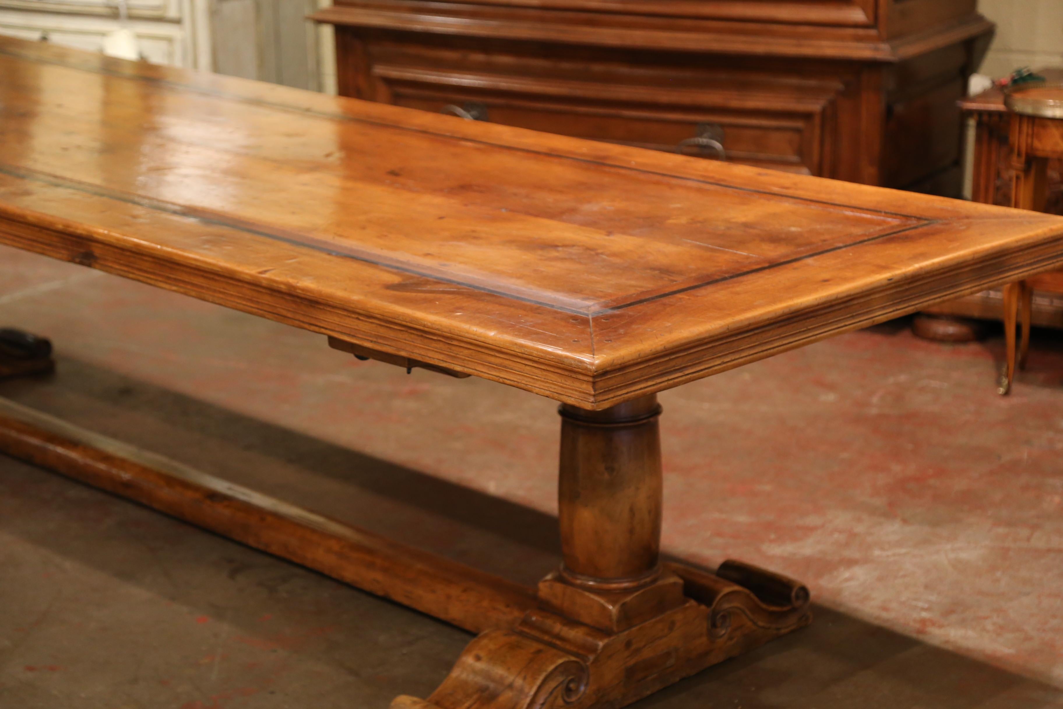 Important Louis XIII French Carved Walnut Trestle Dining Table from the Pyrenees 2