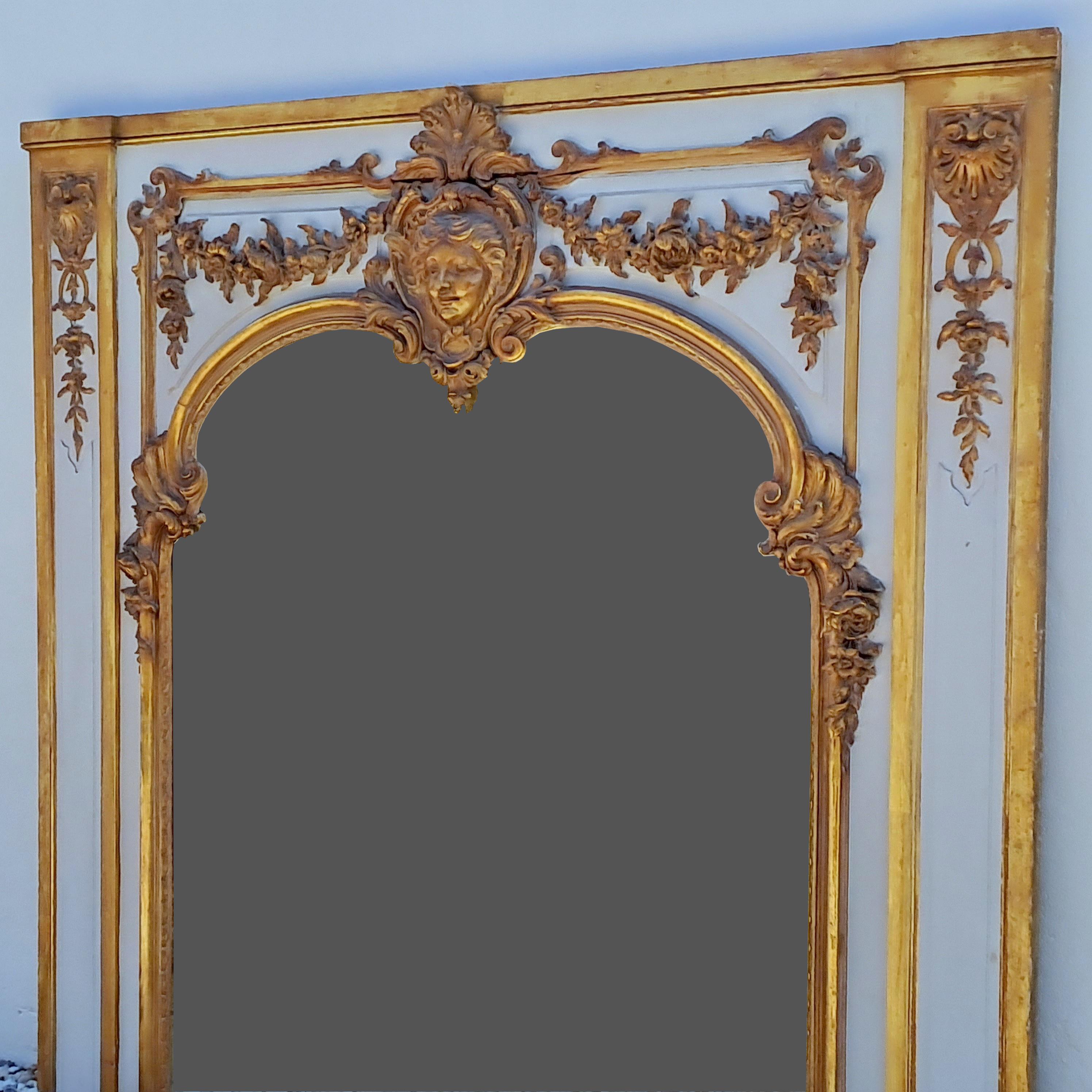 Important Louis XIV Style Trumeau In Lacquered And Gilded Wood For Sale 7