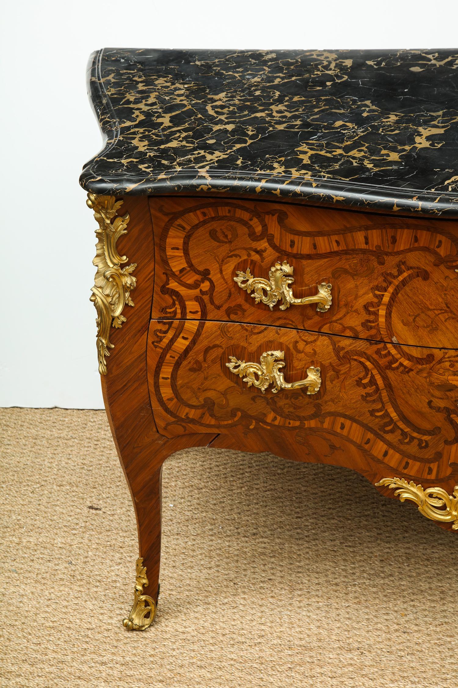 Rococo Important Louis XV Inlaid Kingwood Commode by Pierre Migeon For Sale