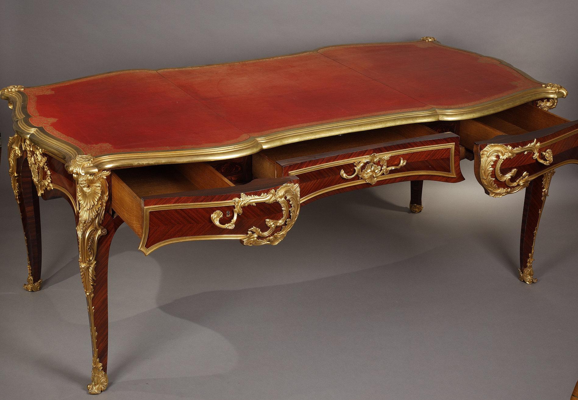 French Important Louis XV Style Bureau Plat Attributed to G. Durand, France, Circa 1880 For Sale