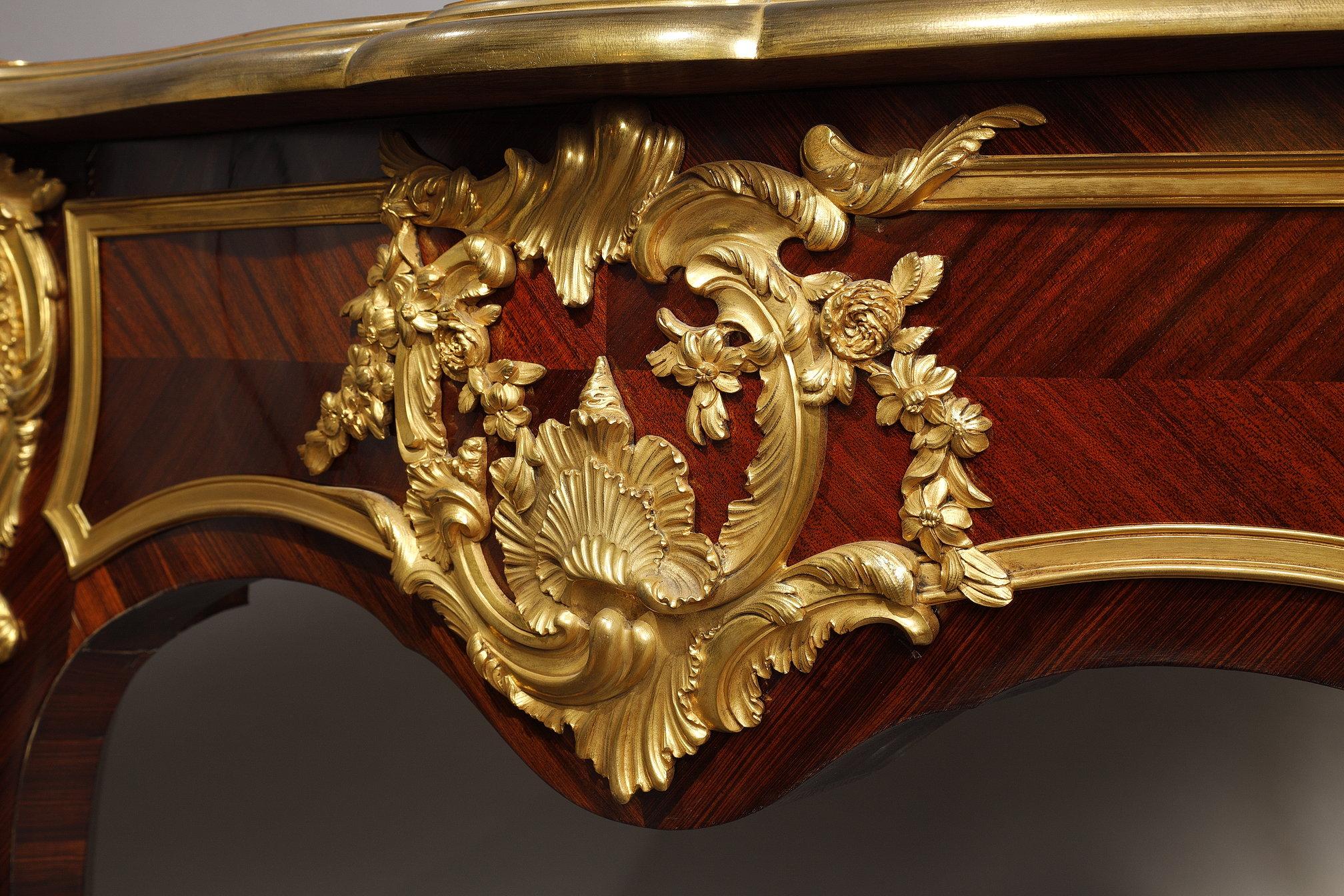 Important Louis XV Style Bureau Plat Attributed to G. Durand, France, Circa 1880 For Sale 1