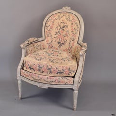 Important Louis XVI Salon in Lacquered Wood and Tapestry, 7 Pieces