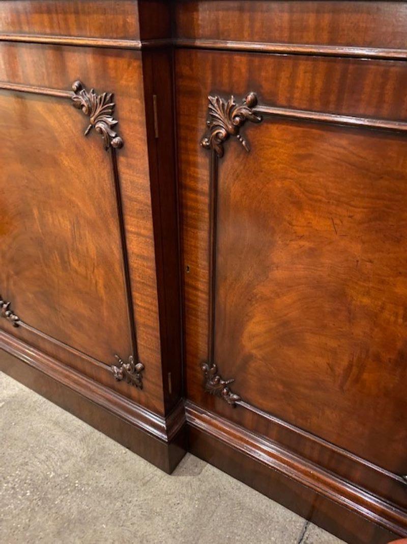 New English Made Chippendale Style Mahogany Breakfront Bookcase, In Stock   In Excellent Condition For Sale In North Salem, NY