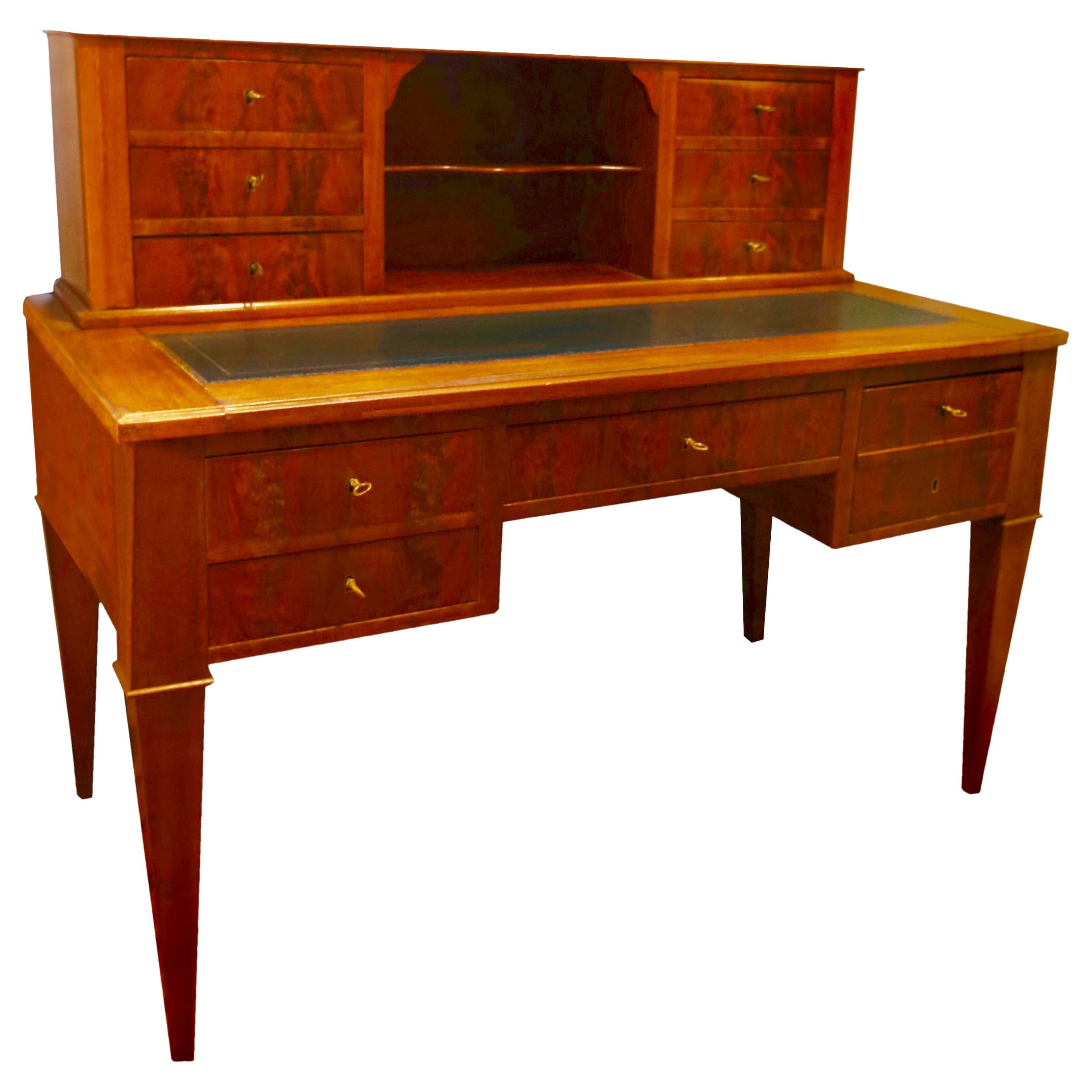 Important French Mahogany "Directoire" Desk with Secret Drawer, mid-19th Century For Sale
