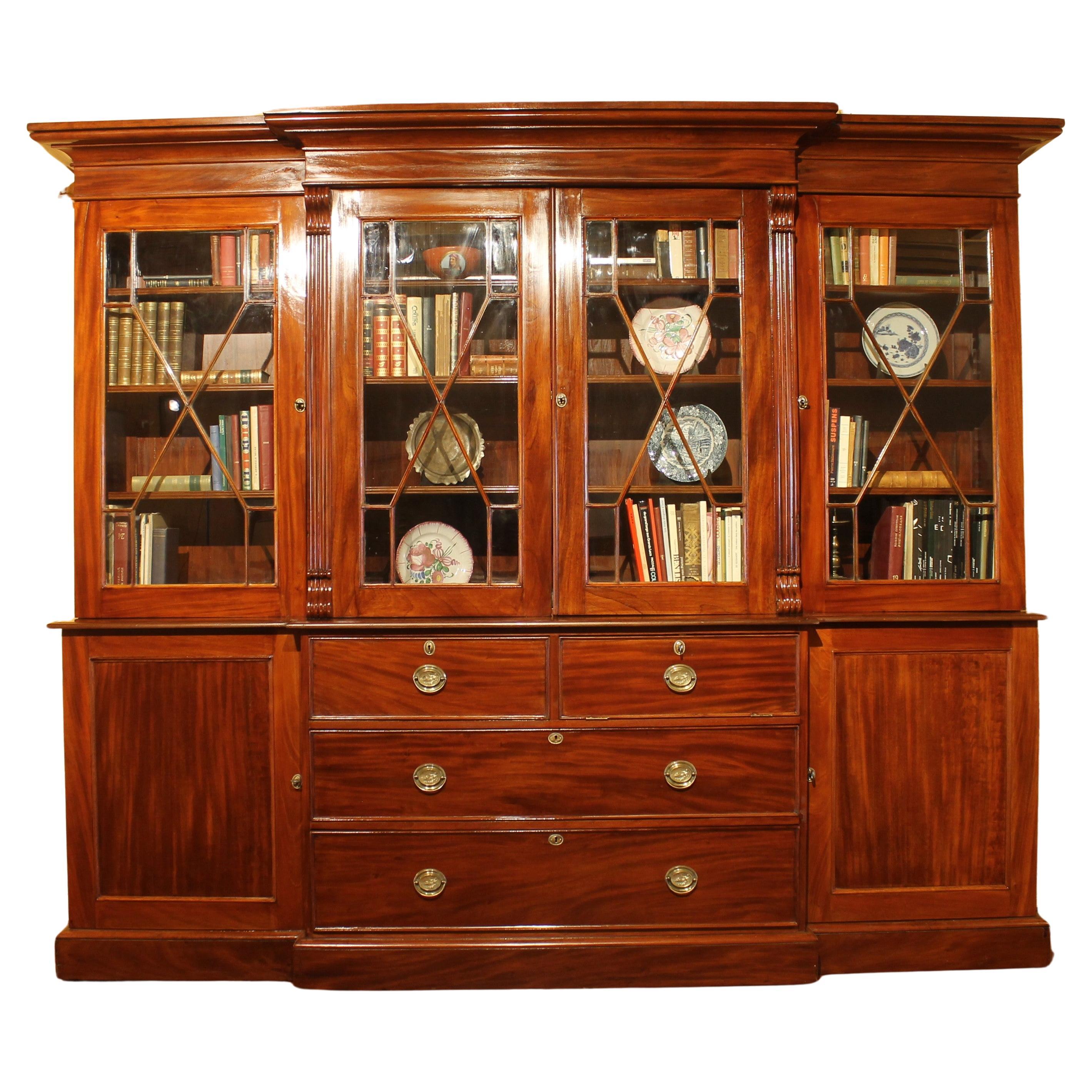 Important Mahogany Library Bookcase From The 19th Century From England For Sale
