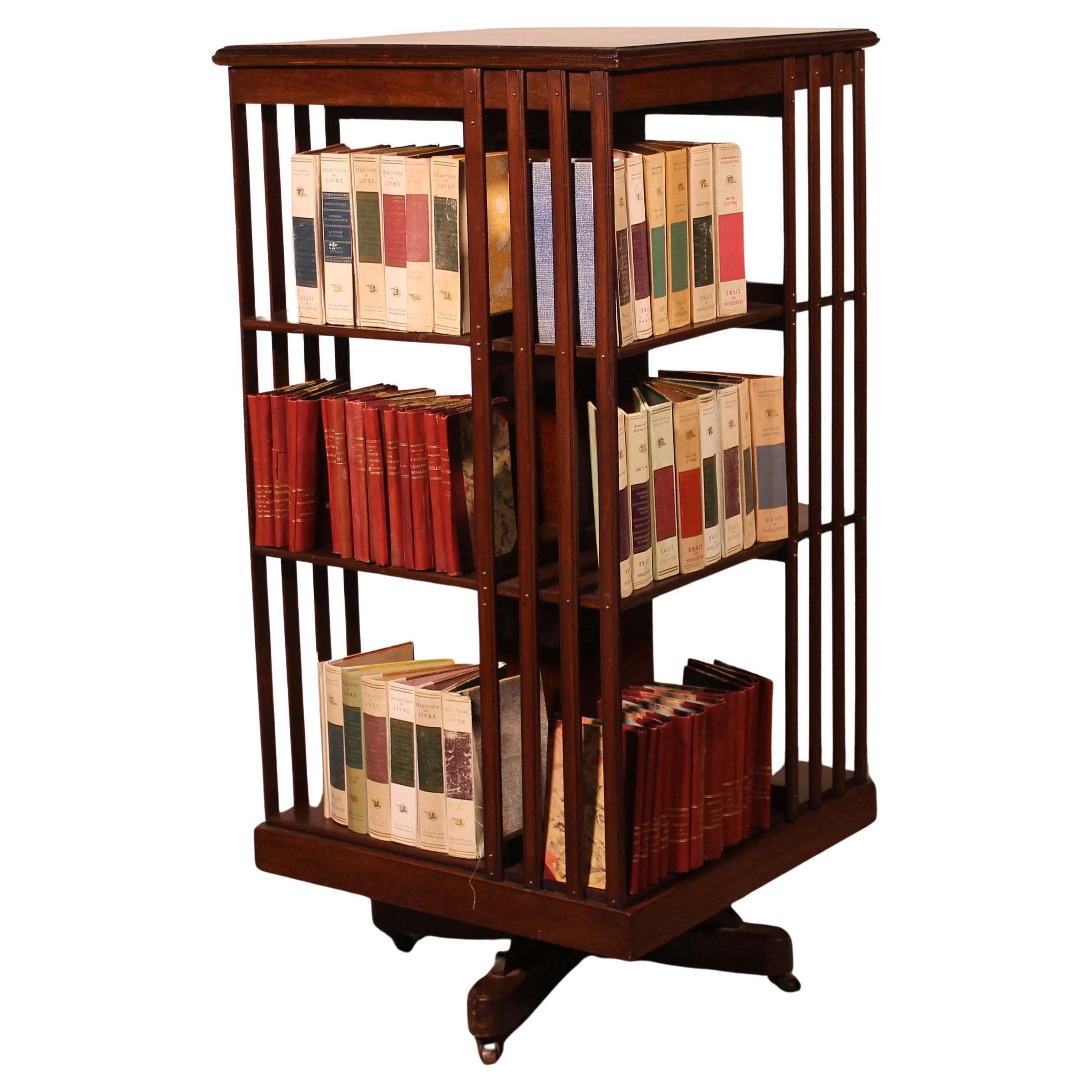 Important Mahogany Revolving Bookcase From The 19th Century For Sale