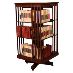 Antique Important Mahogany Revolving Bookcase From The 19th Century