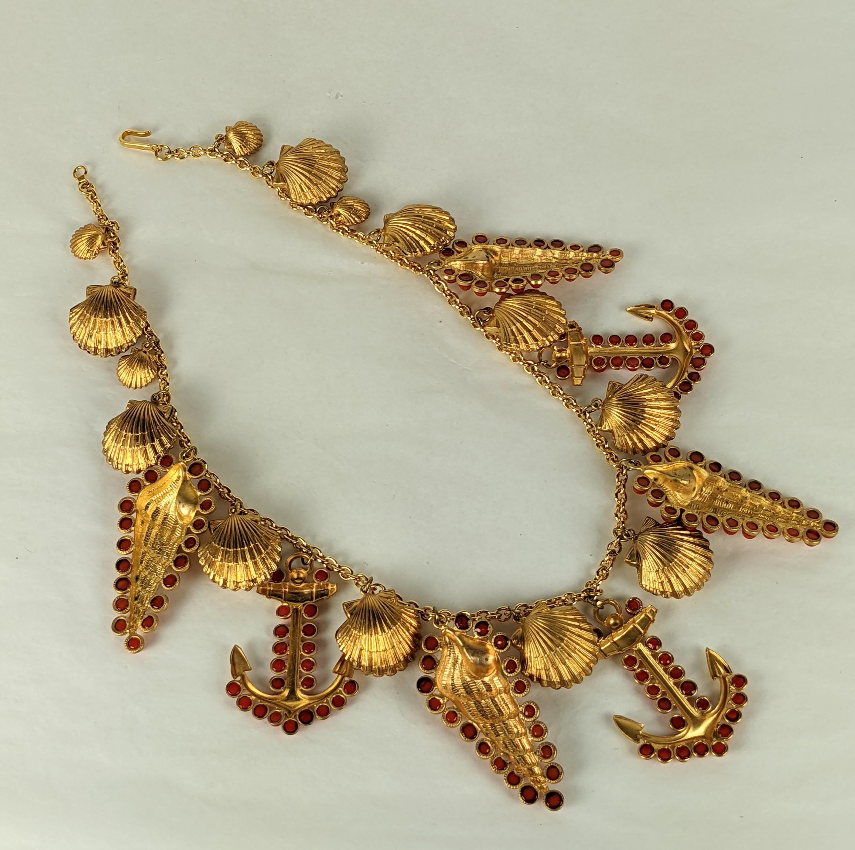 Donna Importante Collana Nautica Maison Gripoix per Yves Saint Laurent in vetro colato in vendita