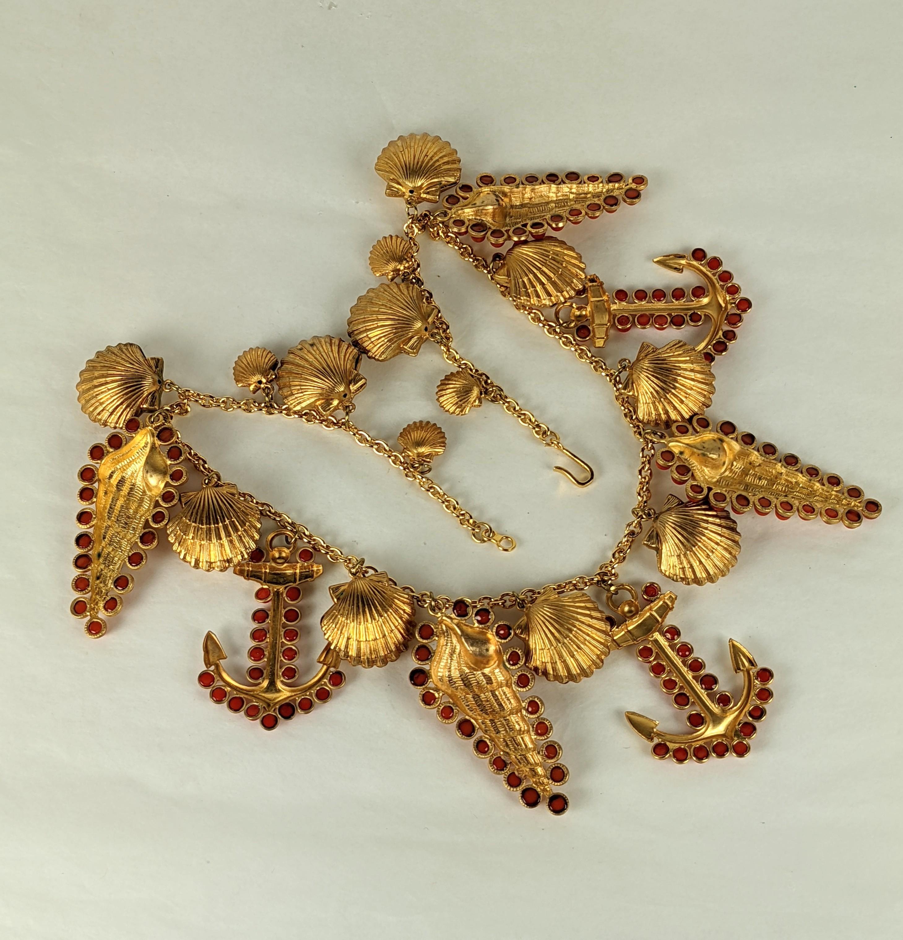 Importante Collana Nautica Maison Gripoix per Yves Saint Laurent in vetro colato in vendita 1