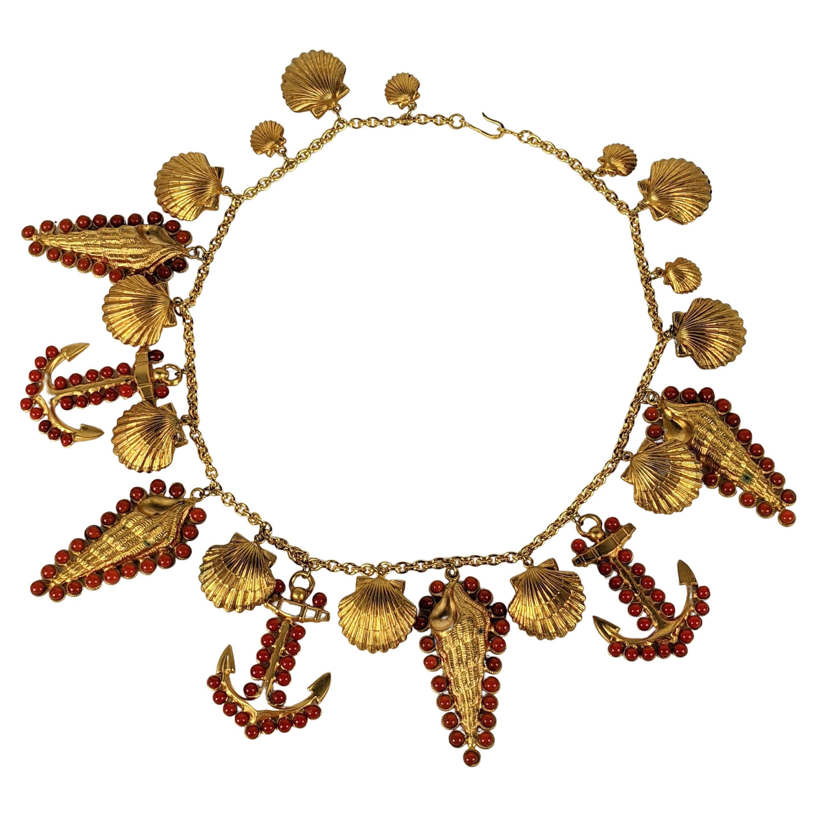 Important Maison Gripoix for Yves Saint Laurent Poured Glass Nautical Necklace