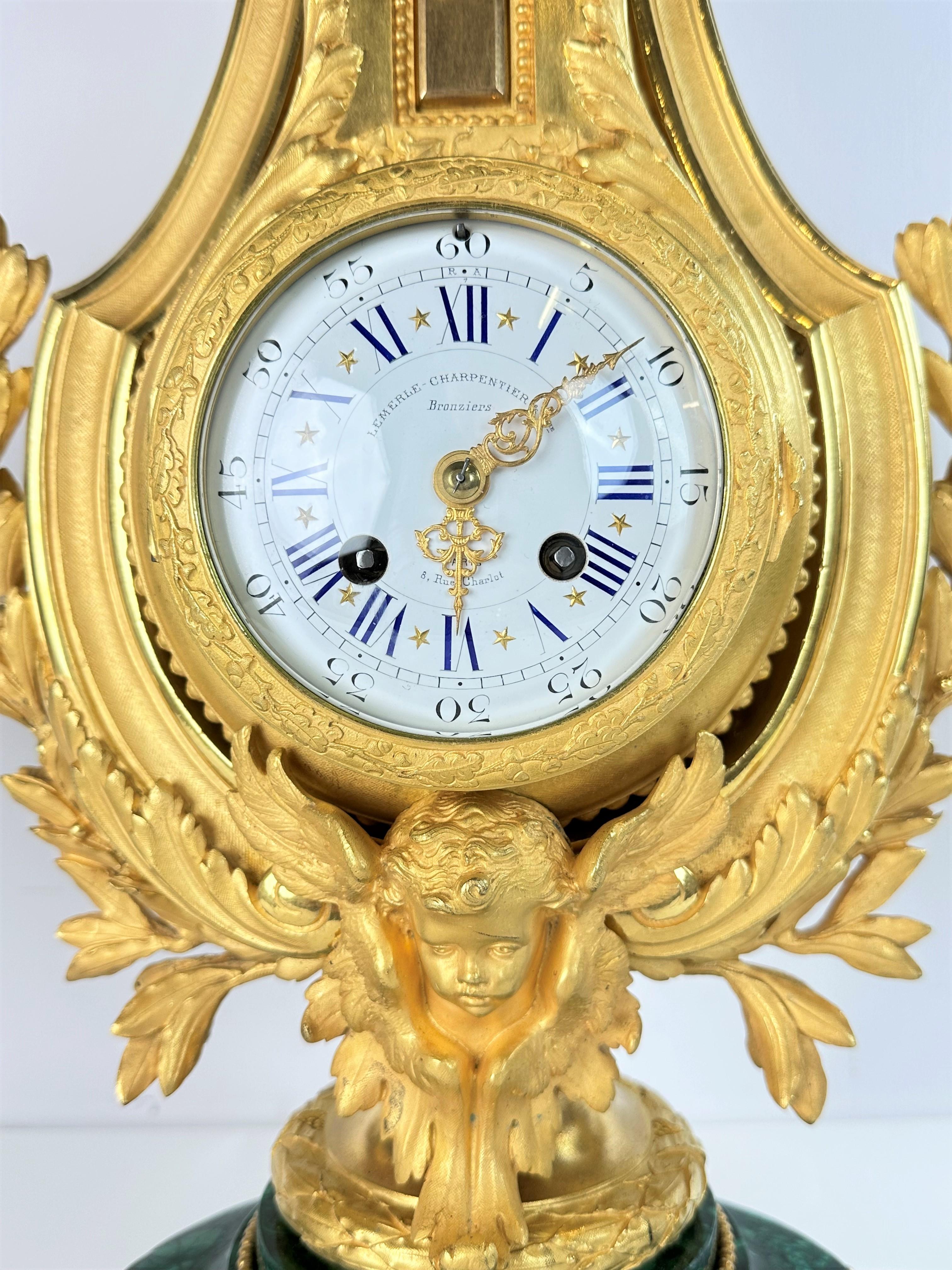 Important Malac Clockset Charpentier a Paris Louis XVI Style In Good Condition For Sale In OŻARÓW MAZOWIECKI, 14