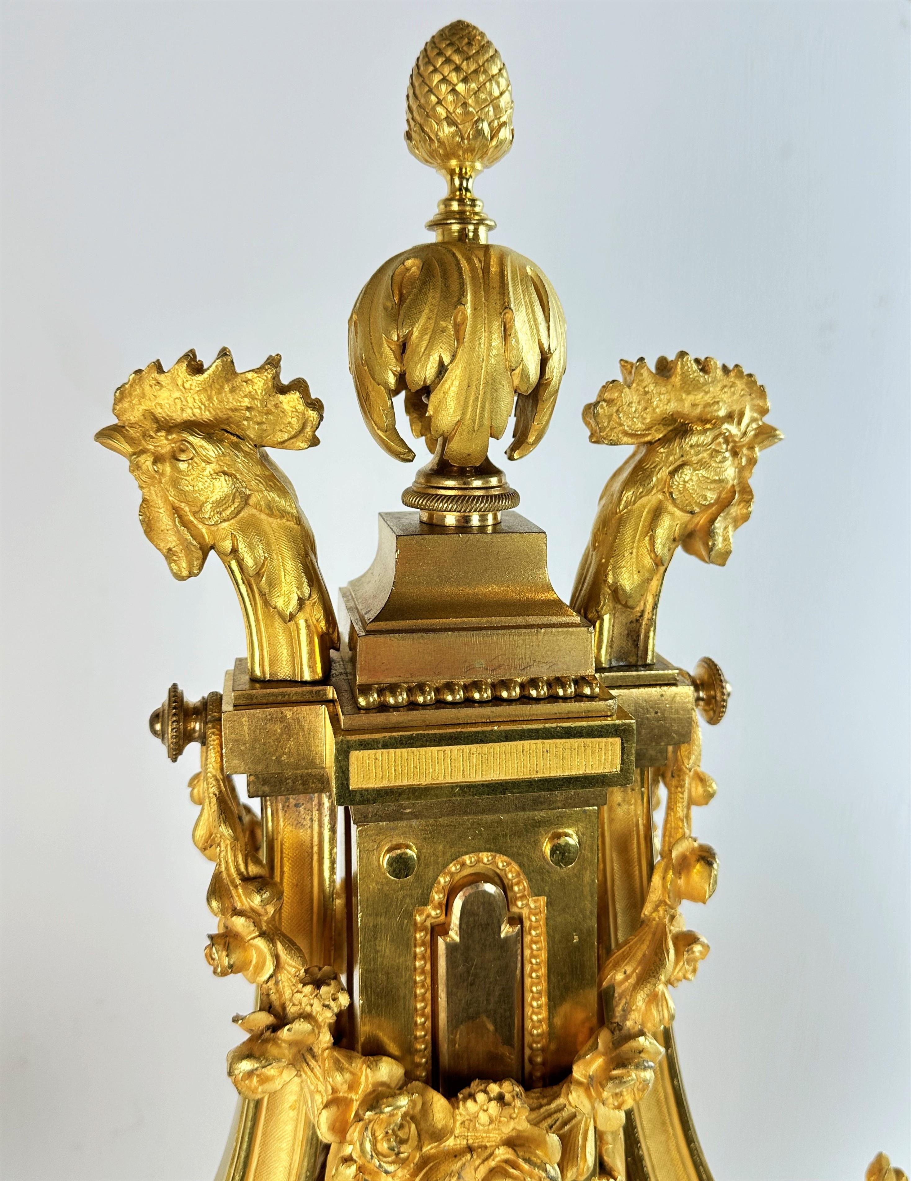 19th Century Important Malac Clockset Charpentier a Paris Louis XVI Style For Sale