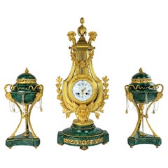 Important Malac Clockset Charpentier a Paris Louis XVI Style
