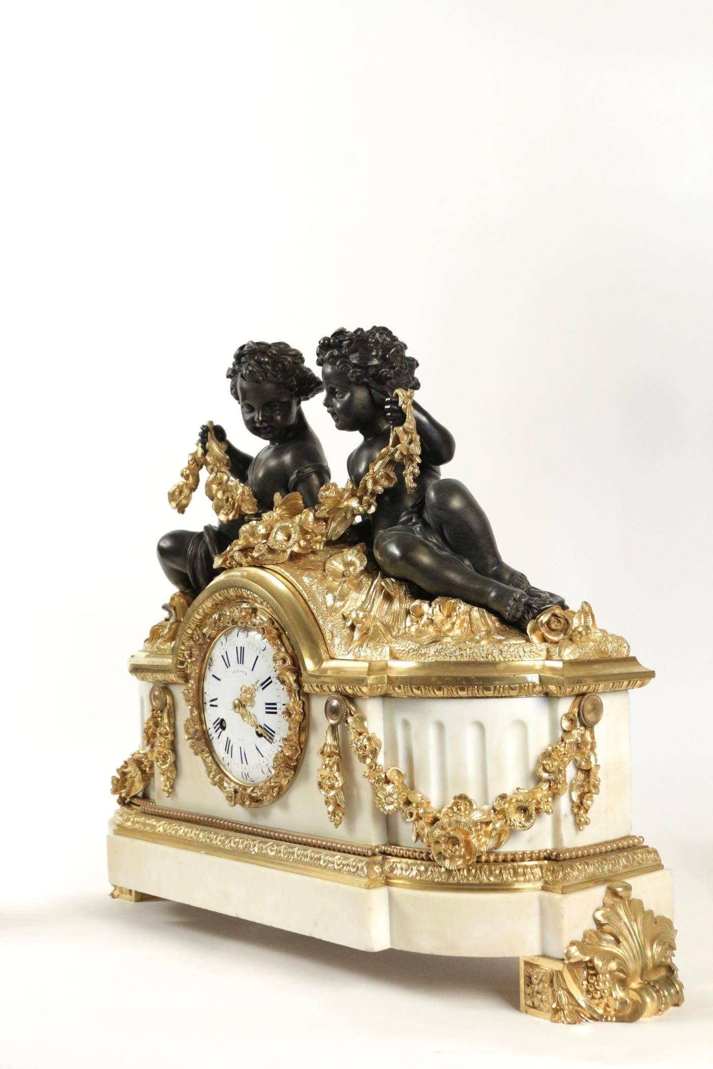 Important Mantle Clock with Matching Candelabras 2