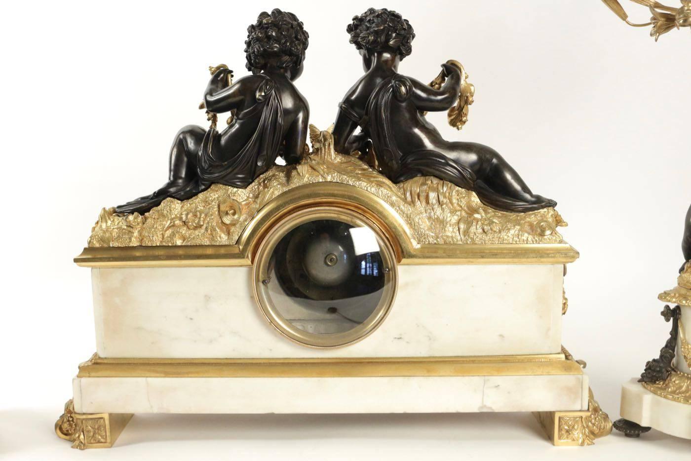 Important Mantle Clock with Matching Candelabras 4