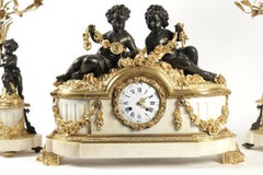 Important Mantle Clock with Matching Candelabras