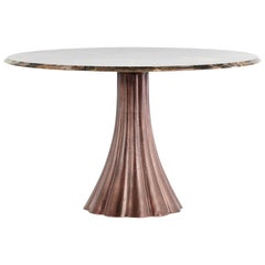 Important Marble Dining Table, Attributed to Angelo Mangiarotti Cast Metal Tulip