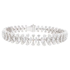 Important bracelet en or blanc 18 carats avec diamants taille marquise et poire de 6,65 carats