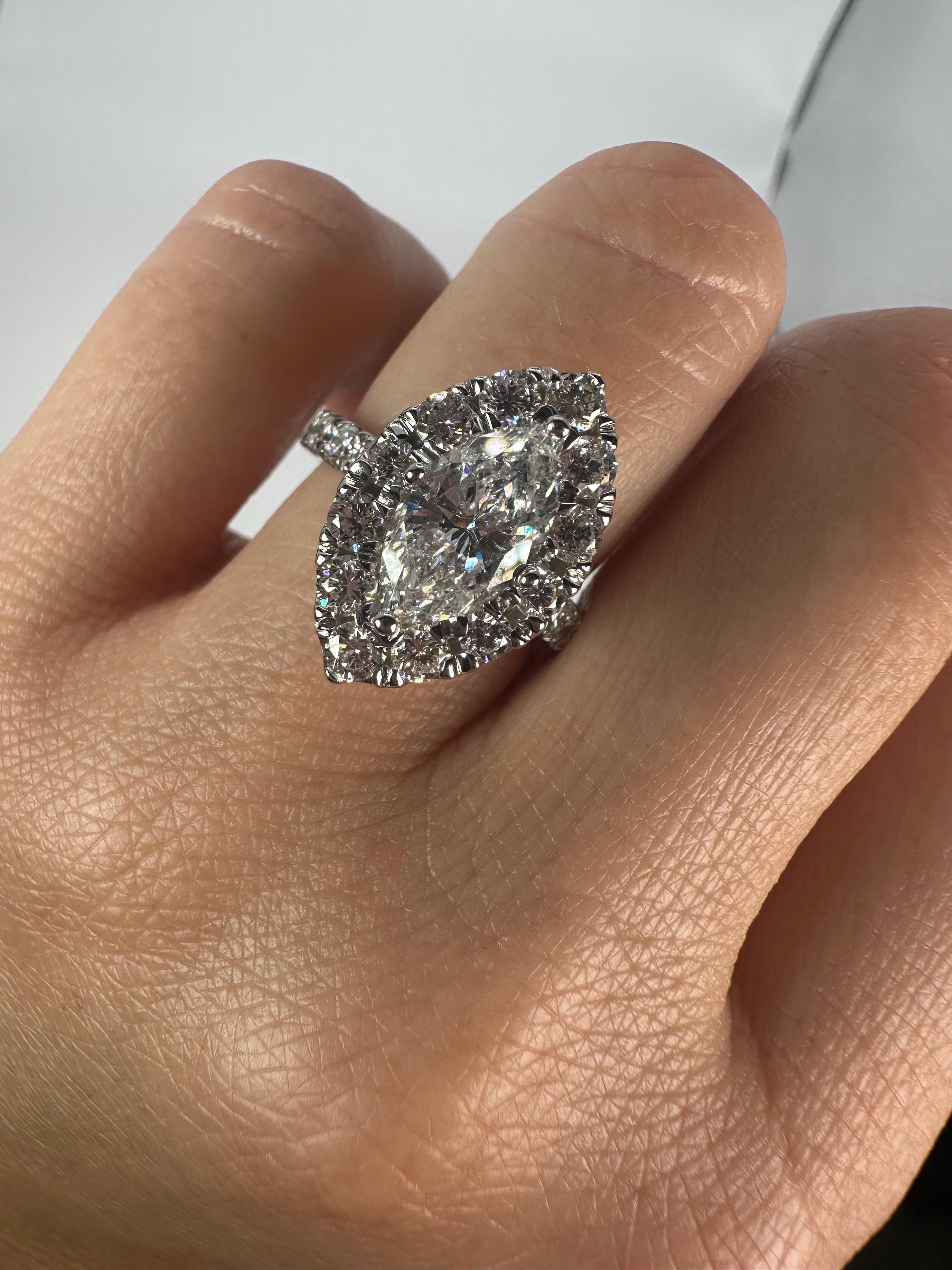 Wichtiger Marquise-Diamant-Verlobungsring 14KT Gold 1,80ct in der Mitte GIA 1