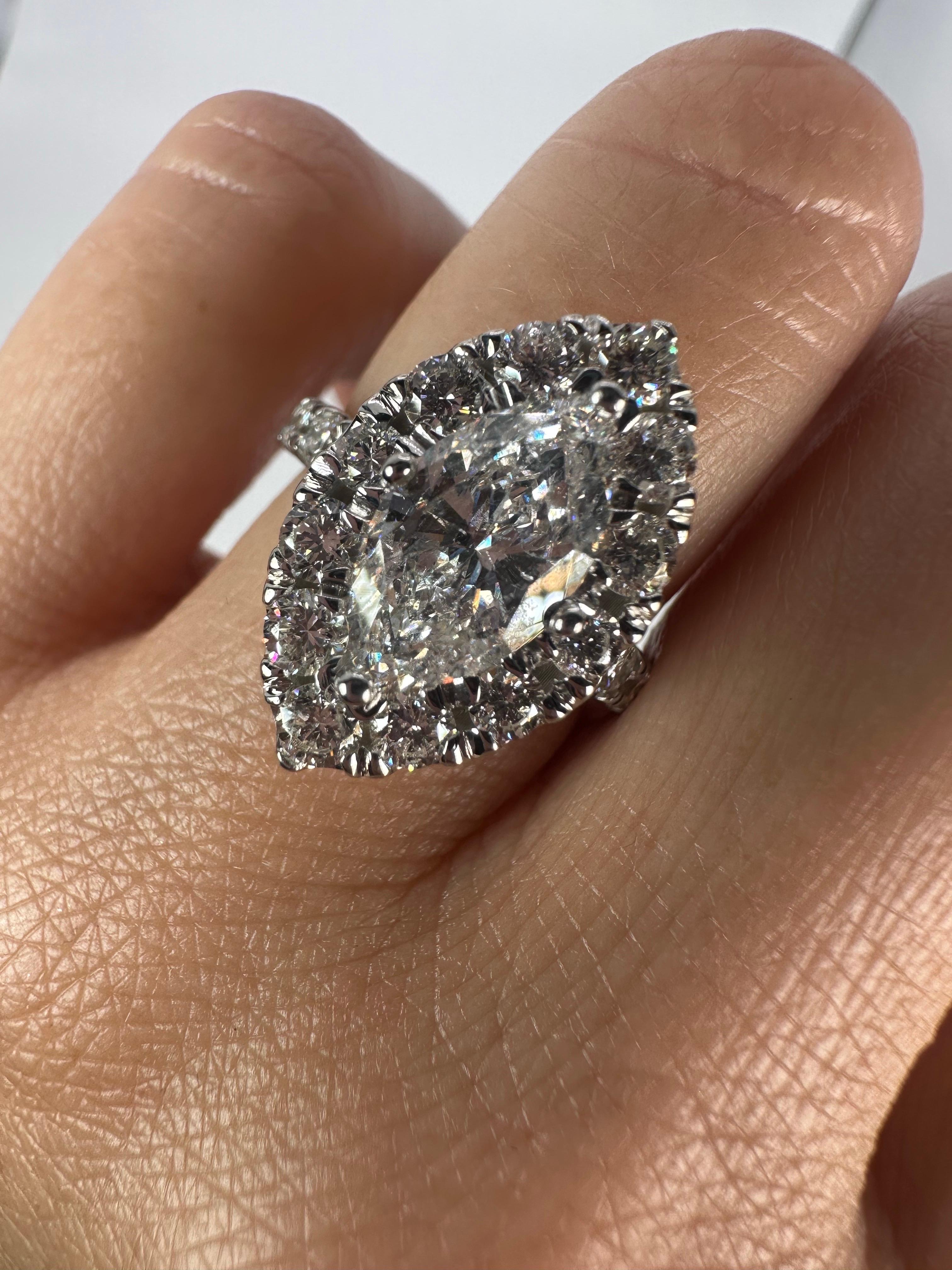 Wichtiger Marquise-Diamant-Verlobungsring 14KT Gold 1,80ct in der Mitte GIA 2