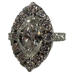 Wichtiger Marquise-Diamant-Verlobungsring 14KT Gold 1,80ct in der Mitte GIA