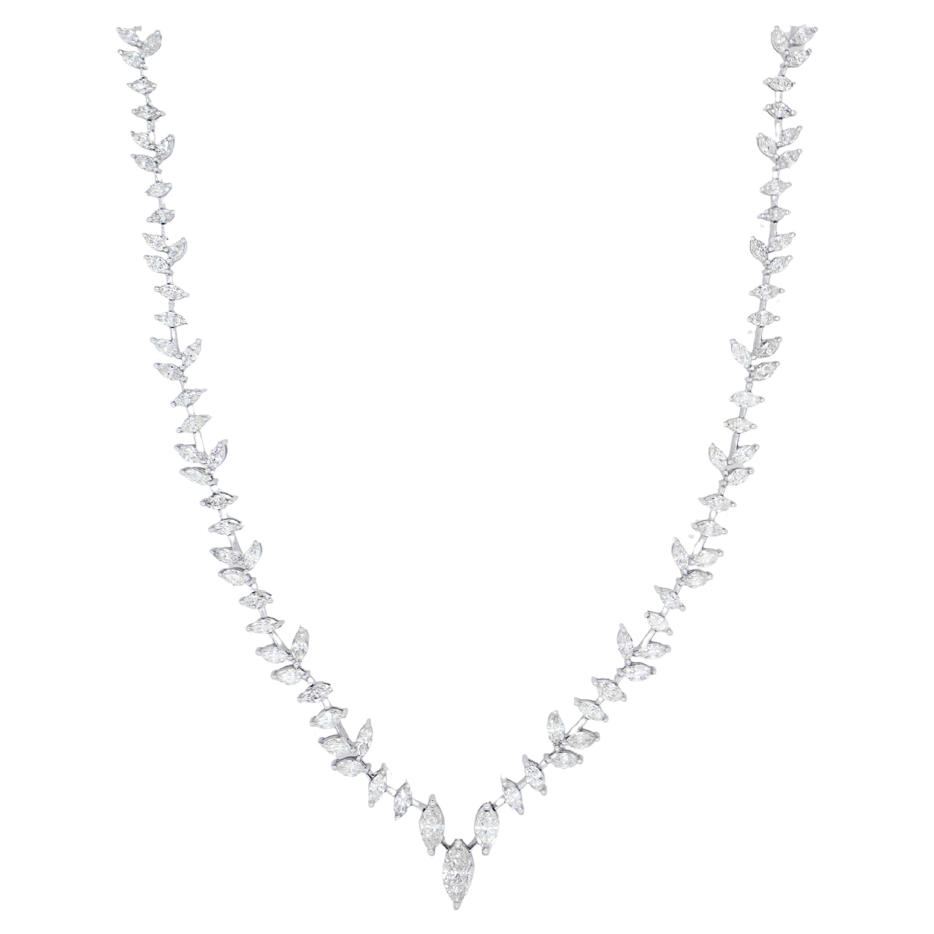 Important Marquise Diamond Necklace 4.5 Carats 18K White Gold