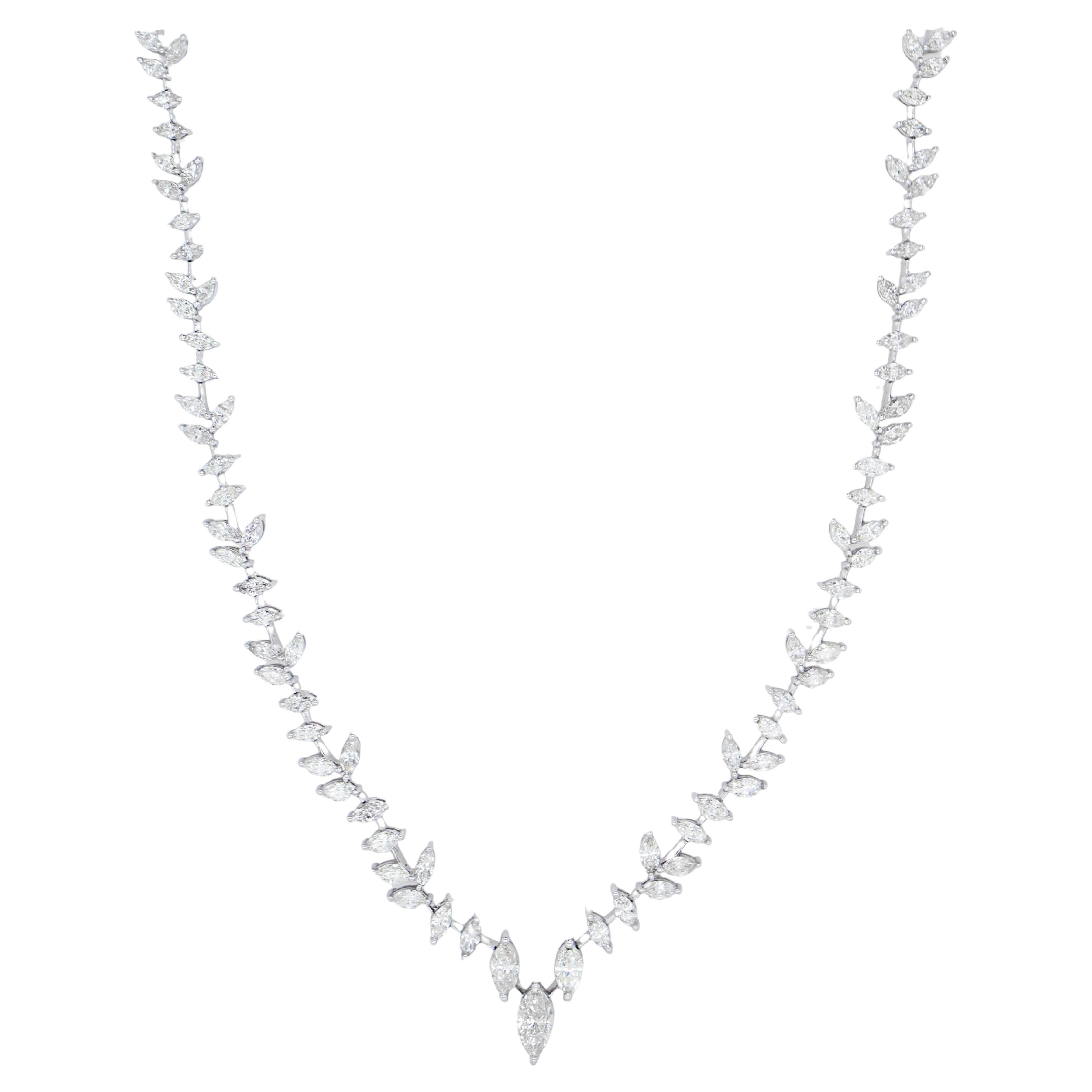 Important Marquise Diamond Necklace 4.5 Carats 18K White Gold