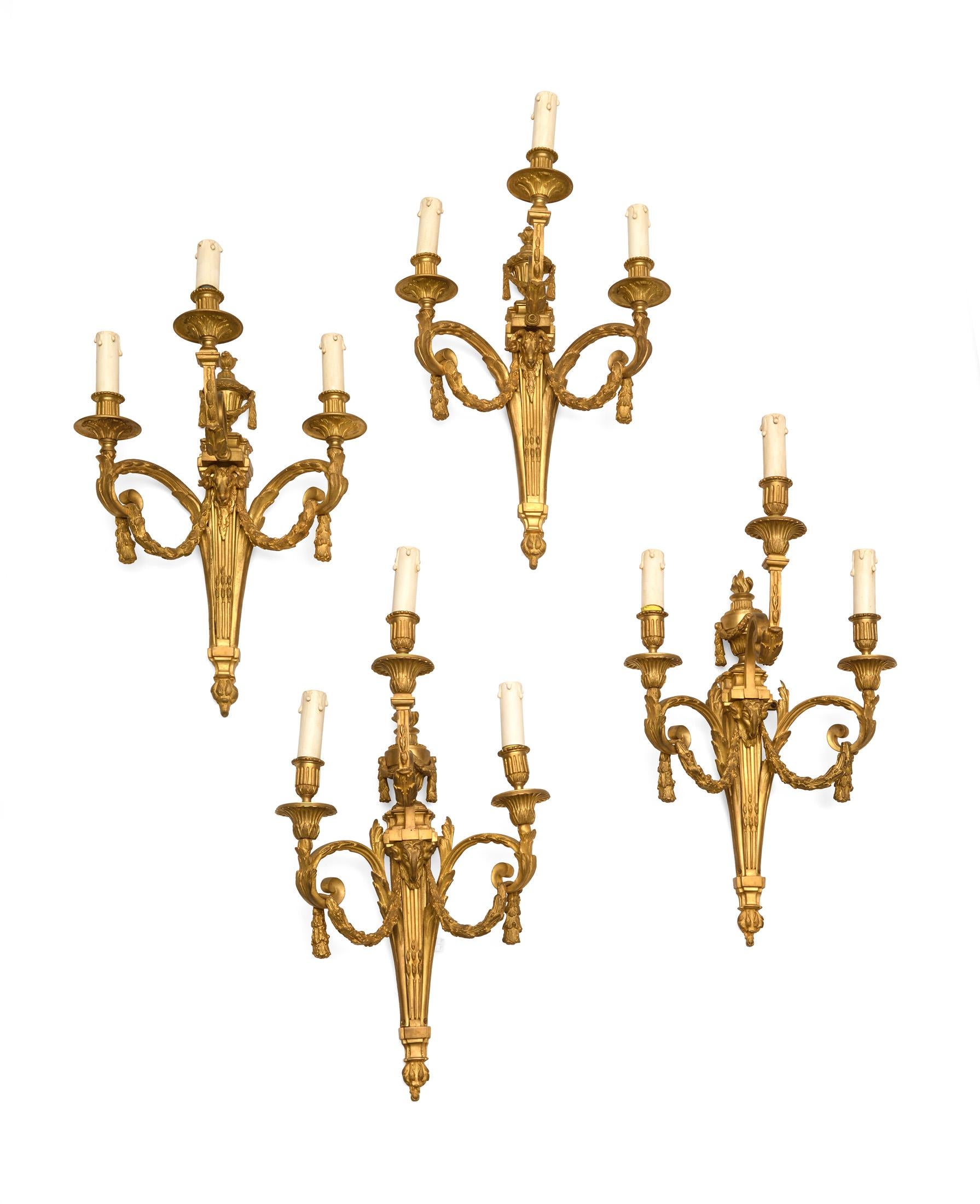 French Important  match pair of four sconces louis XVI style For Sale