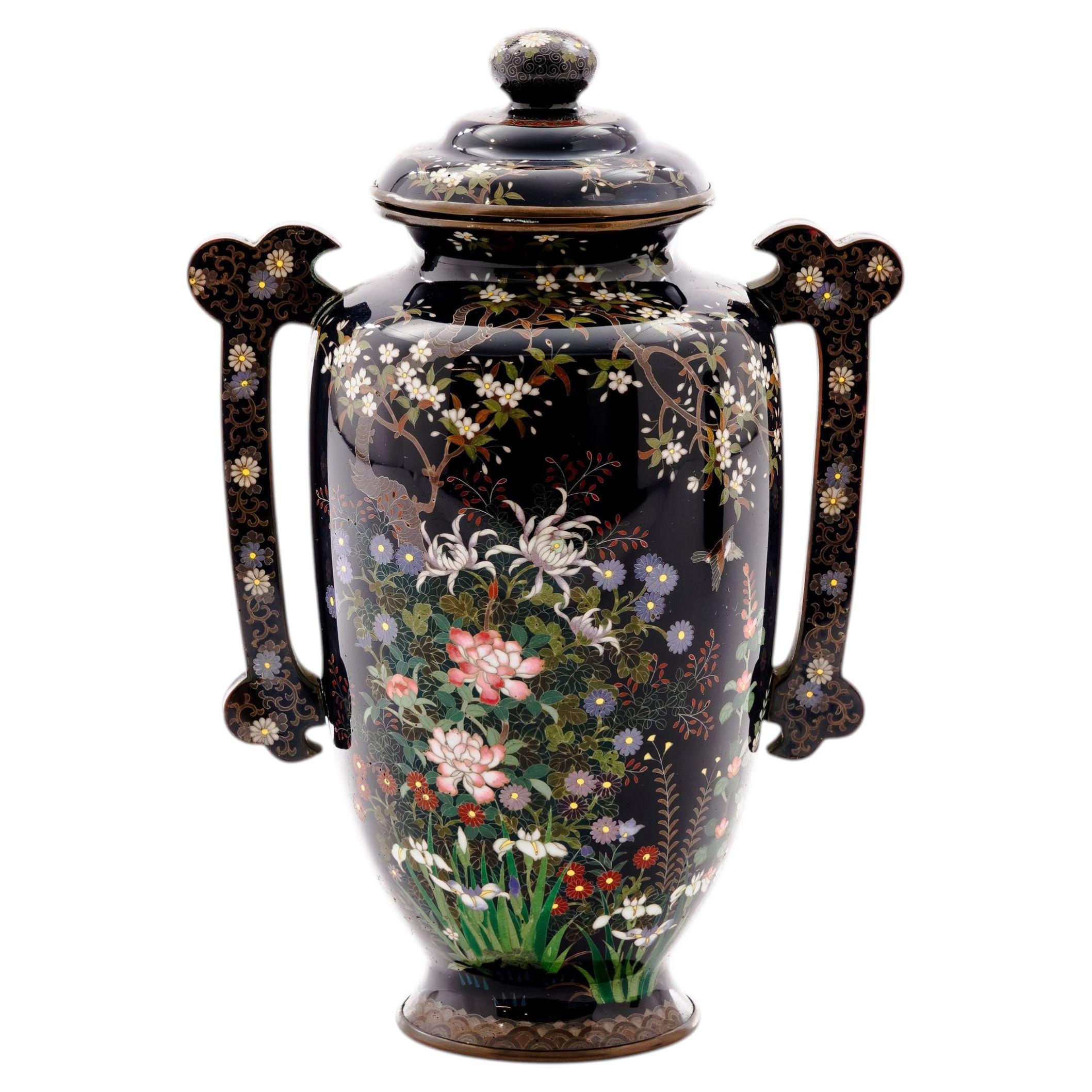 Important Meiji Period Japanese Cloisonné Enamel Covered Jar
