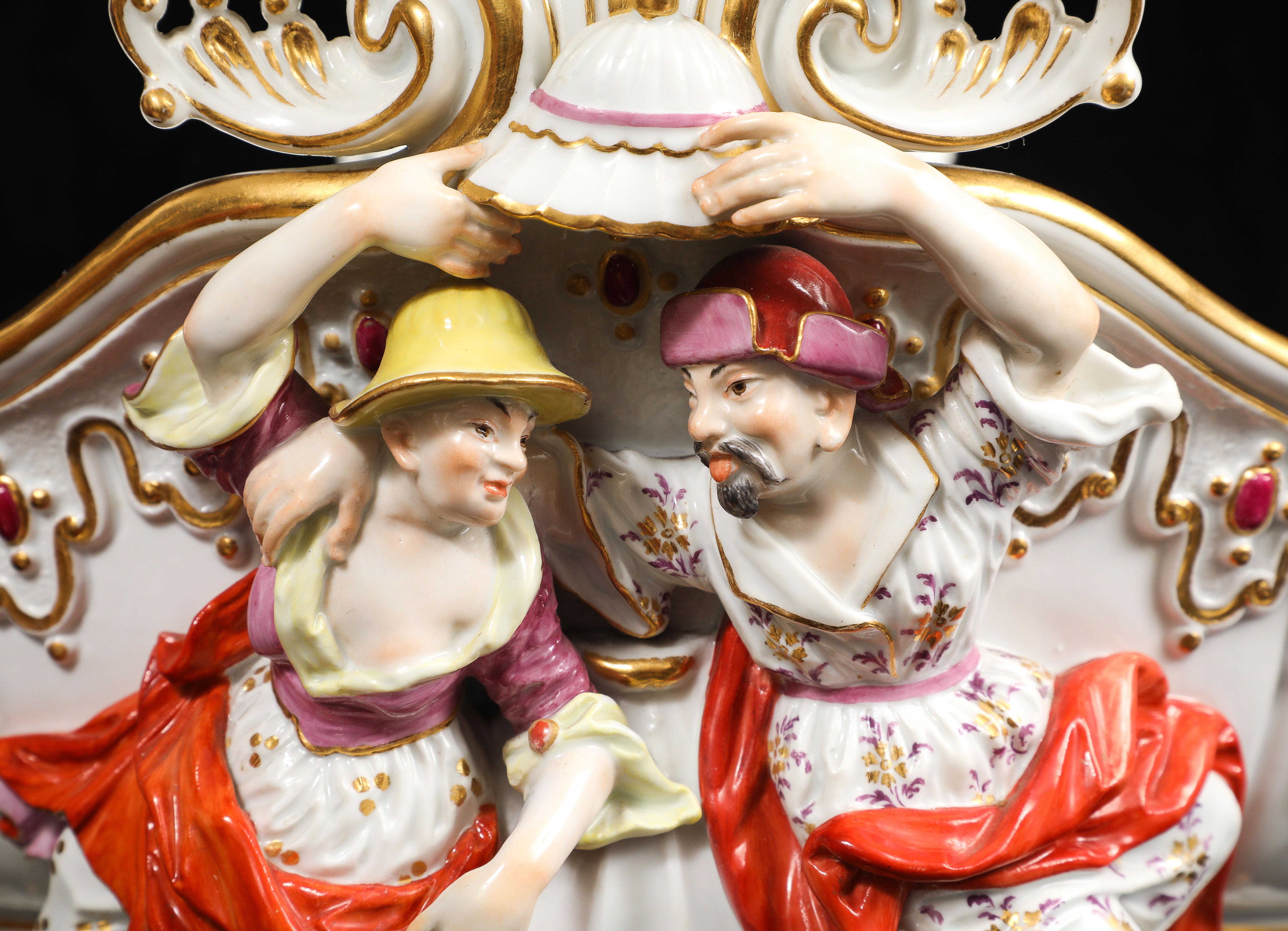 Important centre de table Meissen Chinoiserie avec têtes de coq, par J.J. Kändler en vente 4
