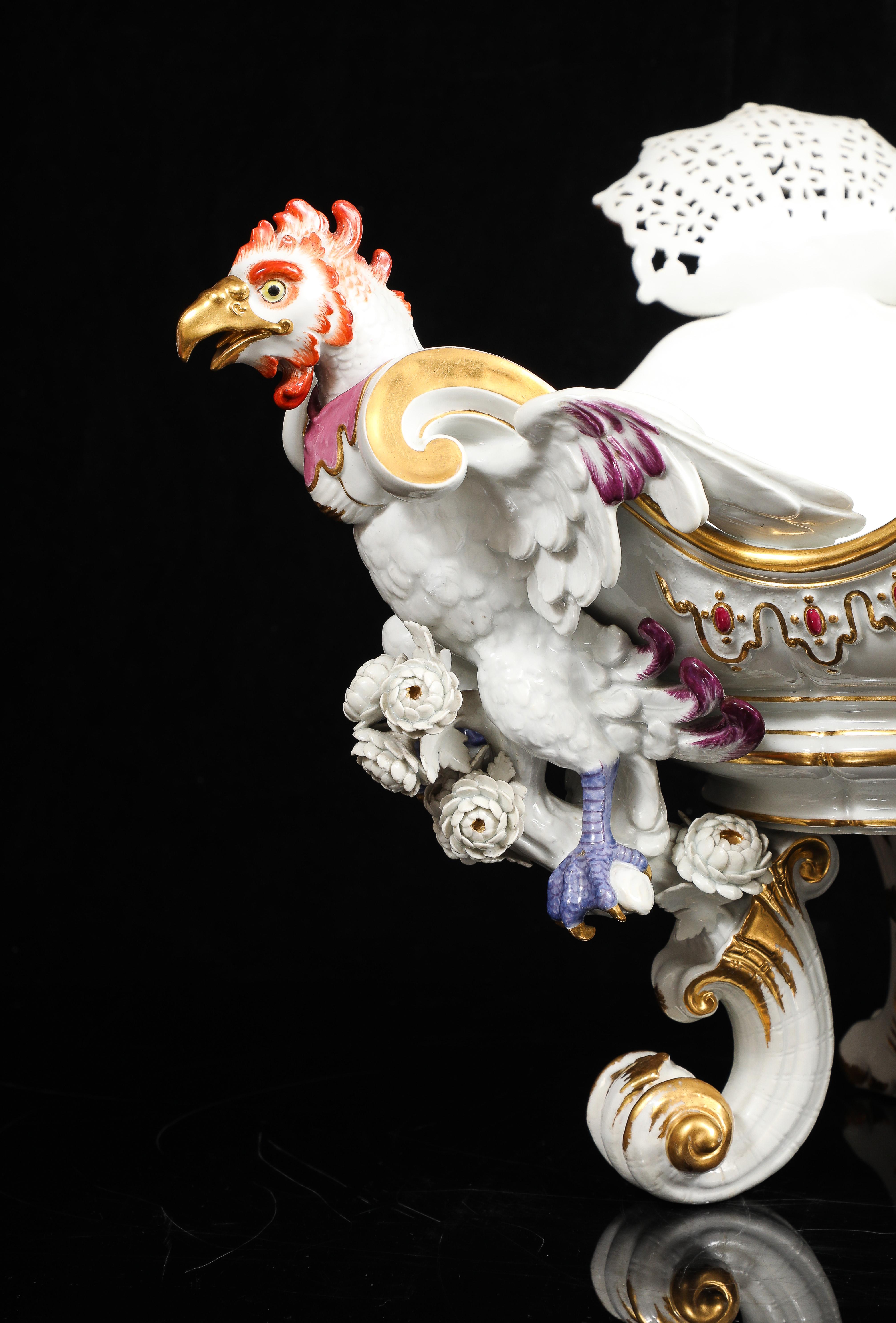 Important centre de table Meissen Chinoiserie avec têtes de coq, par J.J. Kändler en vente 5