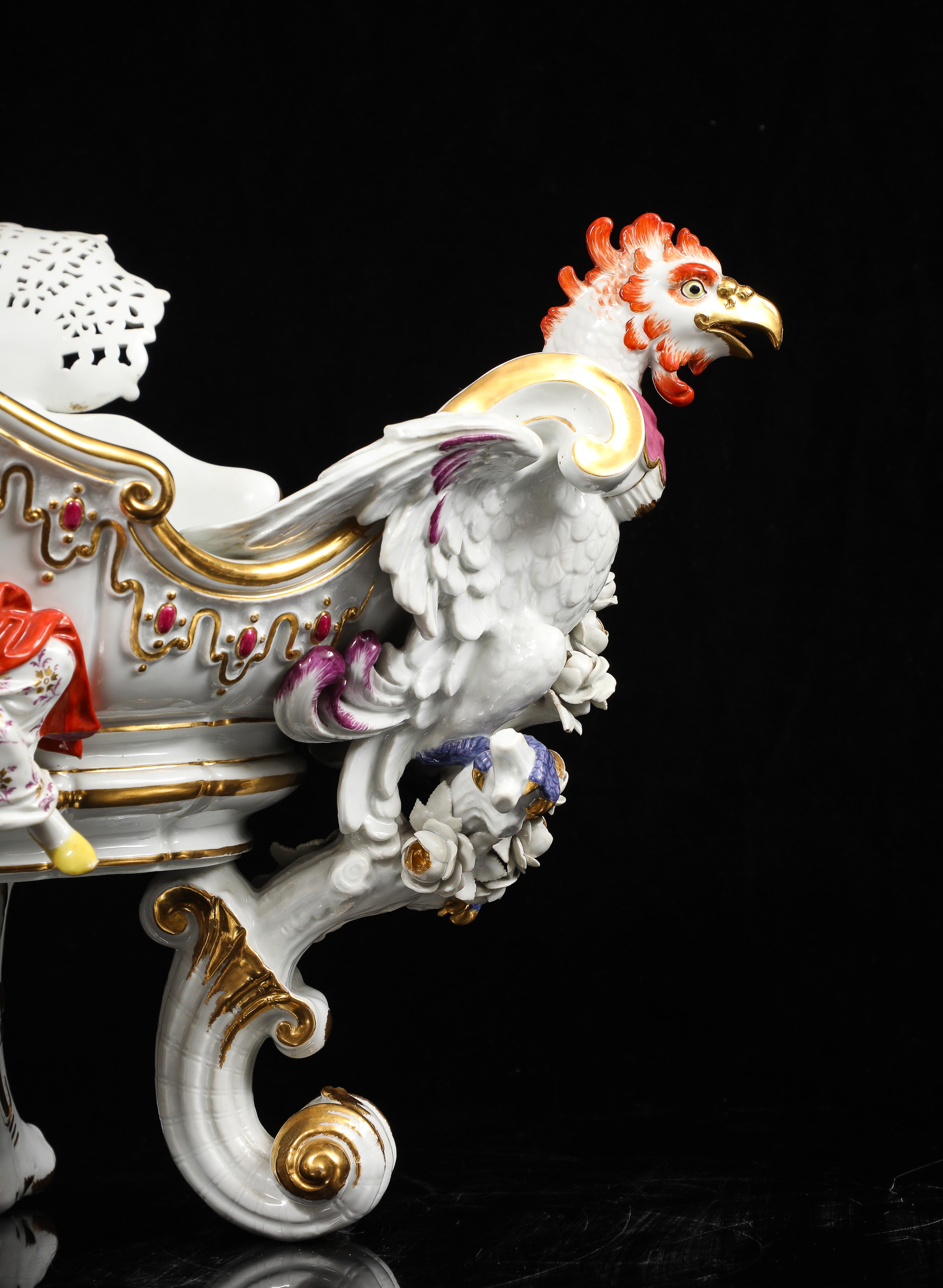 Important centre de table Meissen Chinoiserie avec têtes de coq, par J.J. Kändler en vente 6