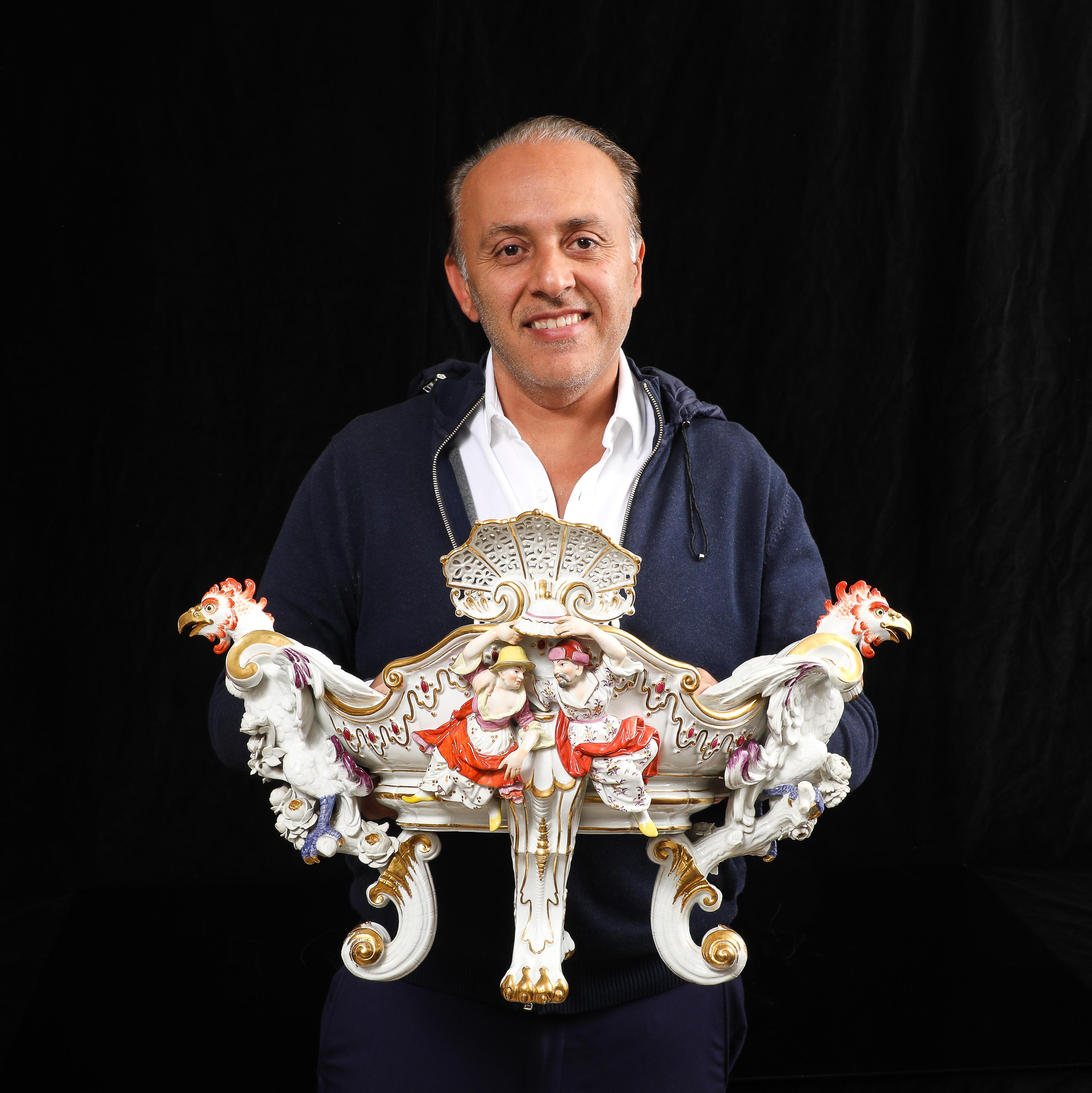 Important centre de table Meissen Chinoiserie avec têtes de coq, par J.J. Kändler en vente 2