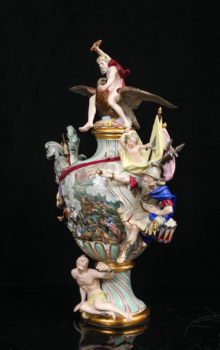 Important Meissen Porcelain Vase w/ Cover “Emblematic of War”, by J.J. Kaendler For Sale at 1stDibs