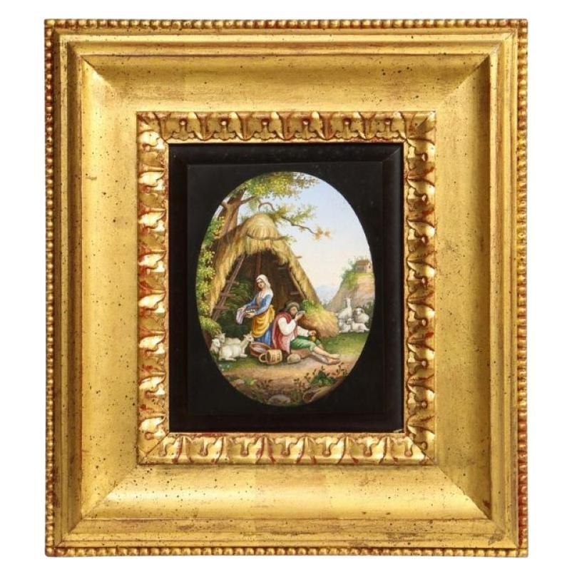 Important Micromosaic depicting a Pastoral Scene with woman, Man and Sheep  For Sale