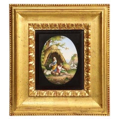 Antique Important Micromosaic depicting a Pastoral Scene with woman, Man and Sheep 