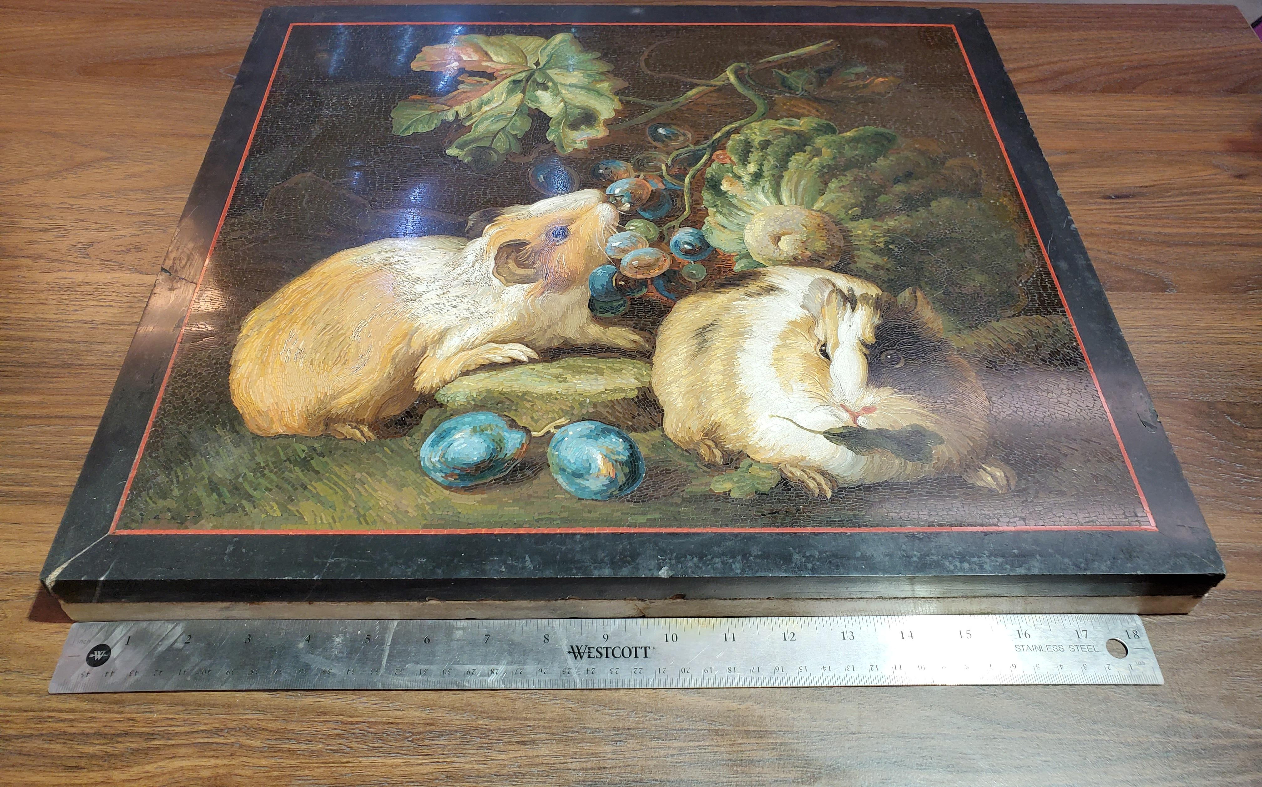 Important Micromosaic of Two Guinea Pigs Eating Cabbage and Grapes 3